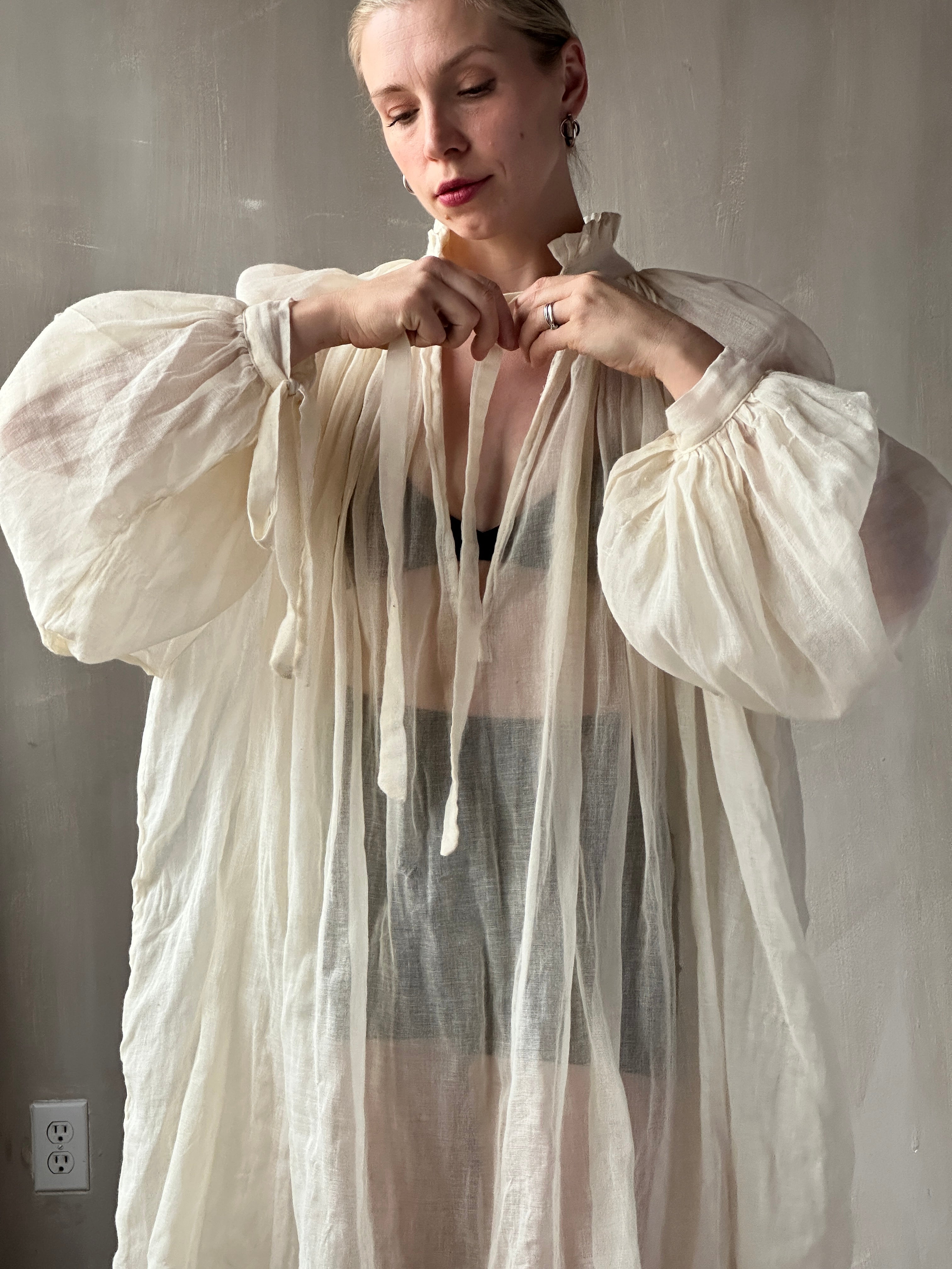 FW25: Baudelaire Chemise in Ivory Cotton Cheesecloth (Pre-Order)