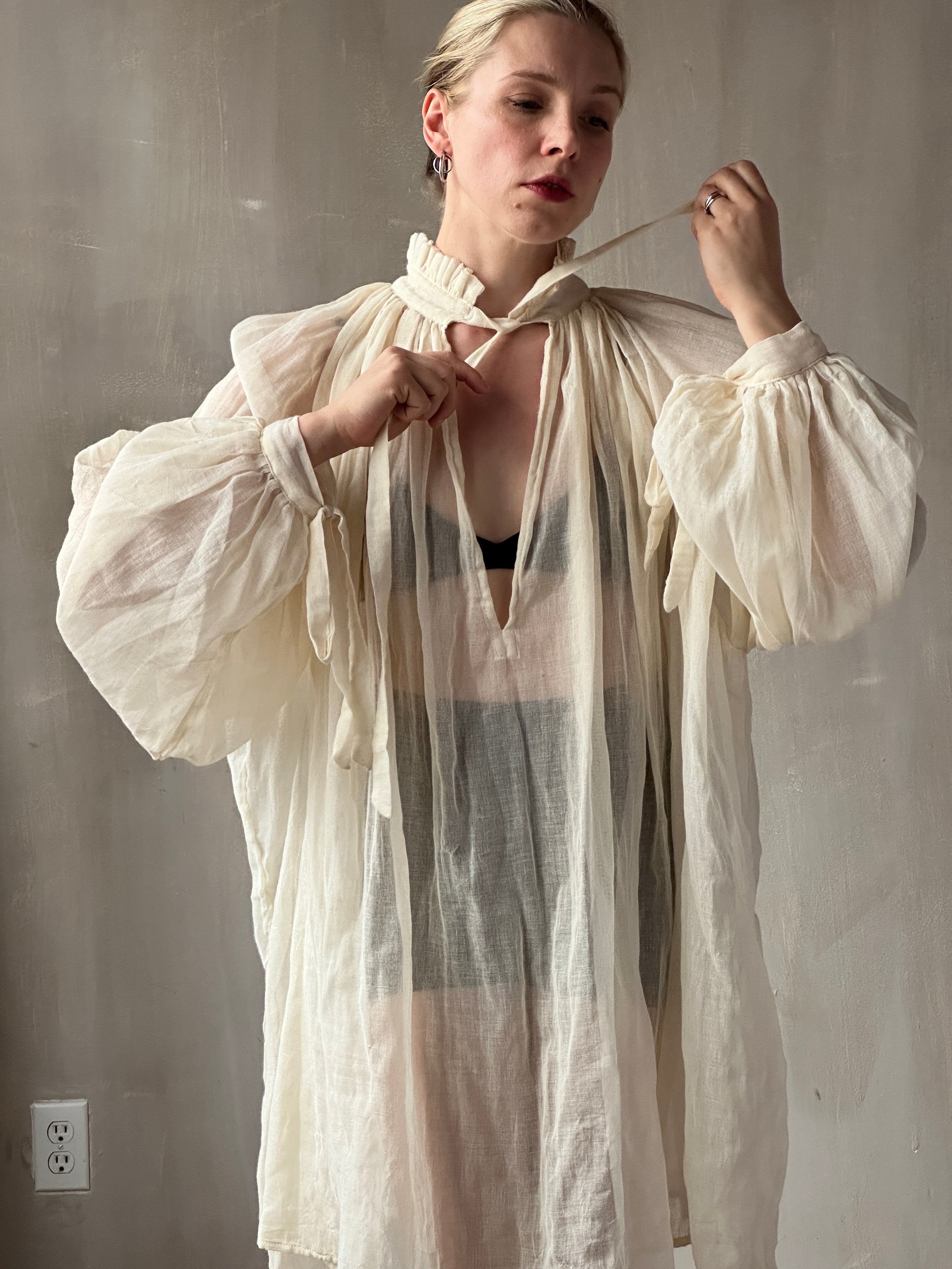 FW25: Baudelaire Chemise in Ivory Cotton Cheesecloth (Pre-Order)