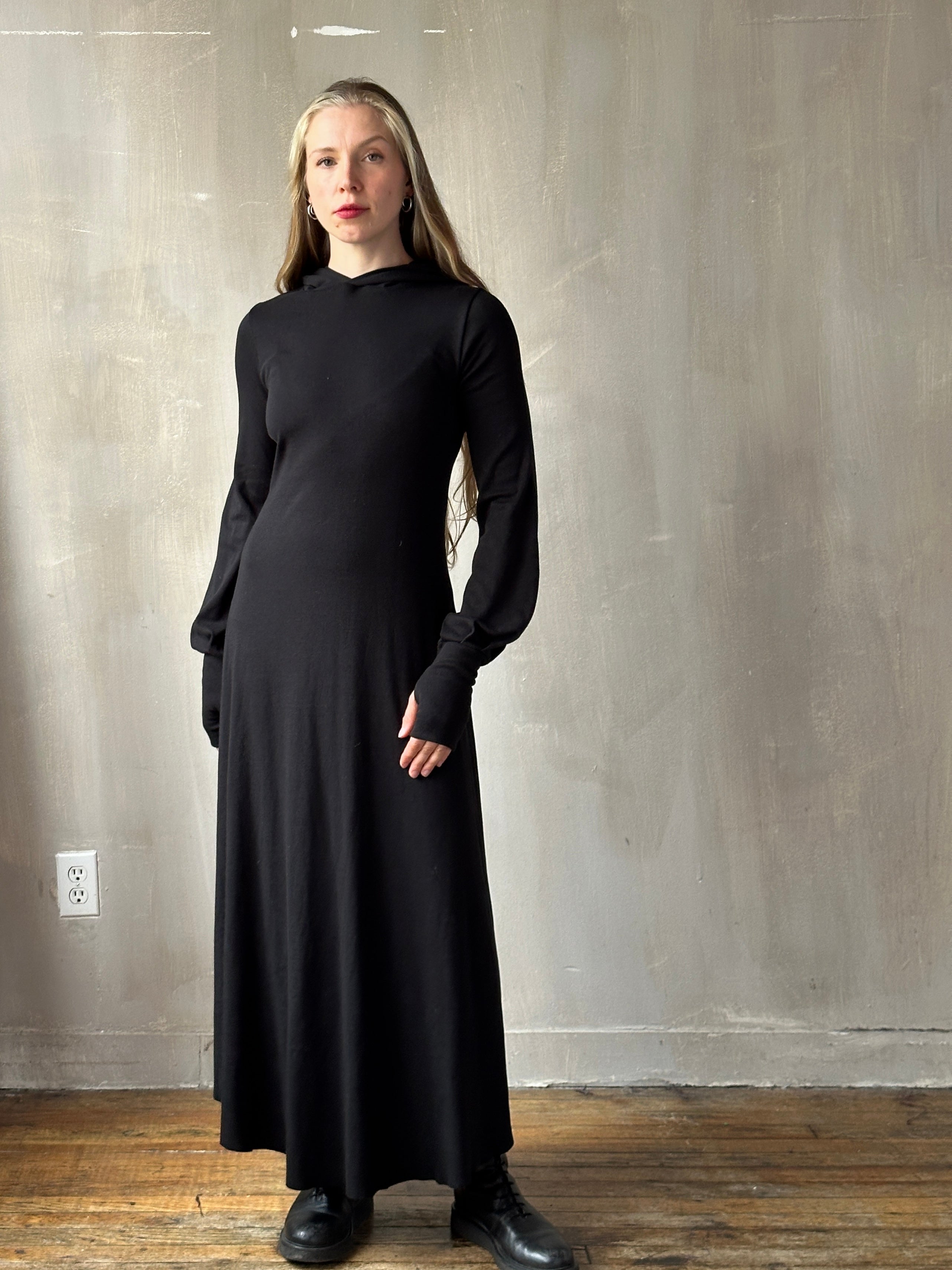 Temple" Maxi Dress w/Hood in Black (In-Stock) Temple" Maxi Dress w/Hood in Black (In-Stock)