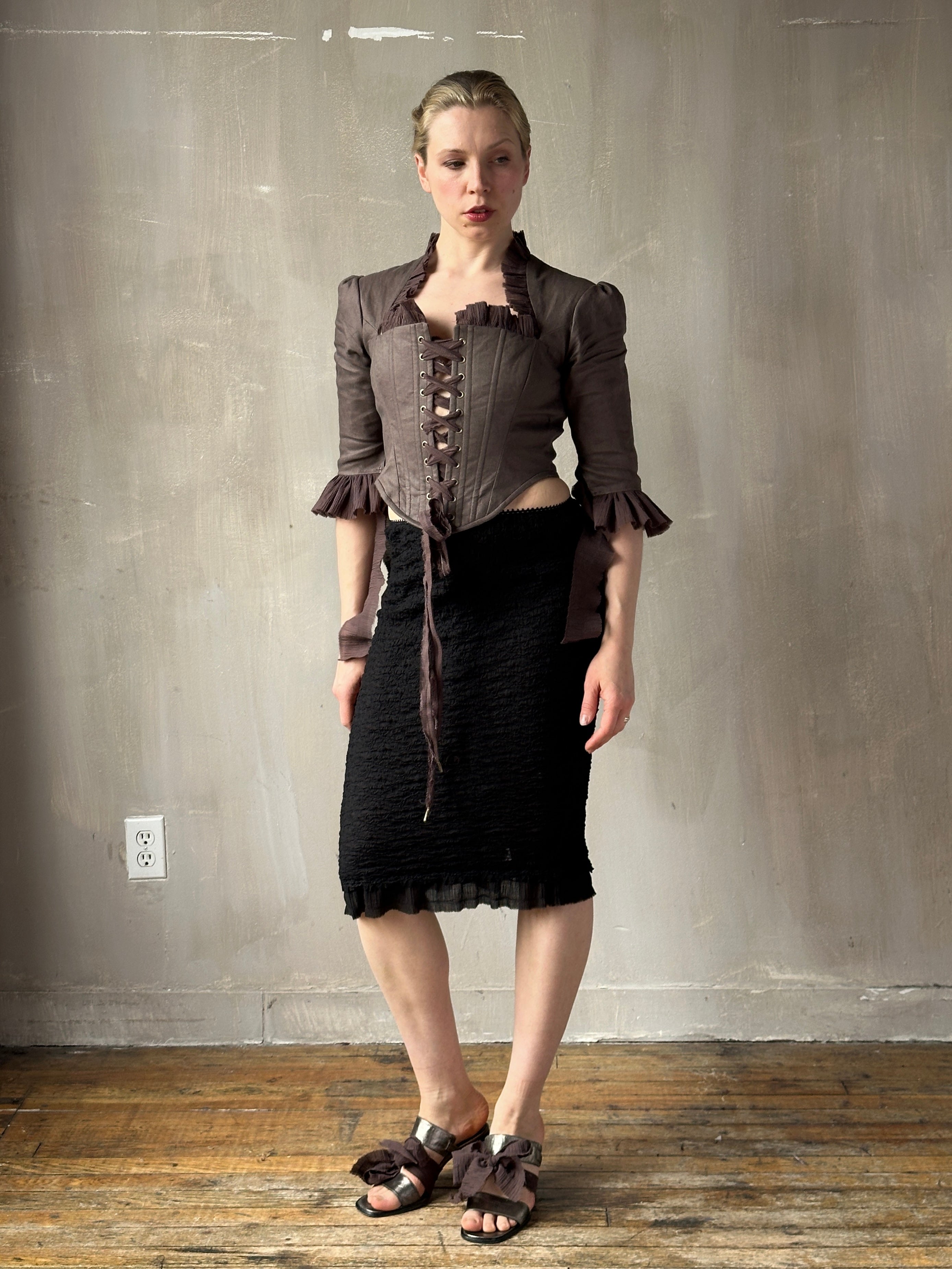 Spring '26: Column Skirt with Ruffle Hem in Crinkle Cotton (In Stock)
