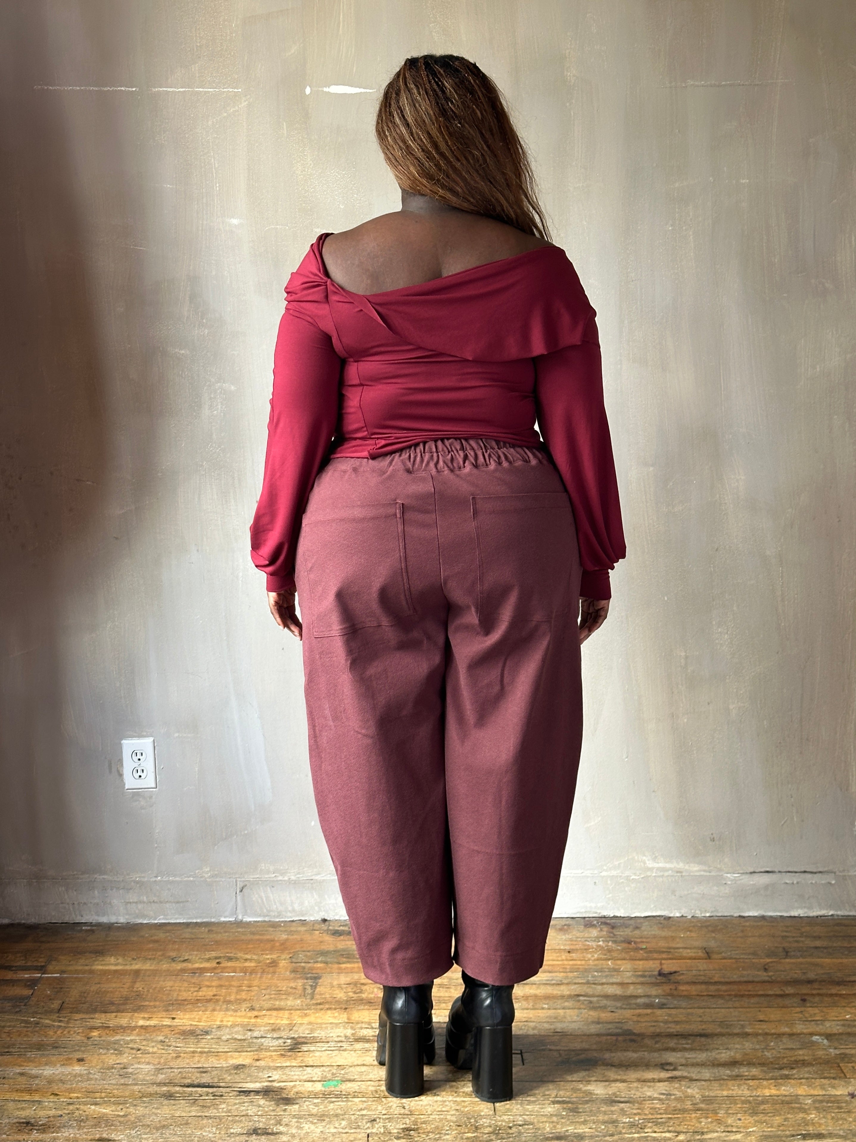 FW25: "Undulate" Reversible Top w/Hourglass Sleeve in Oxblood (Pre-Order)