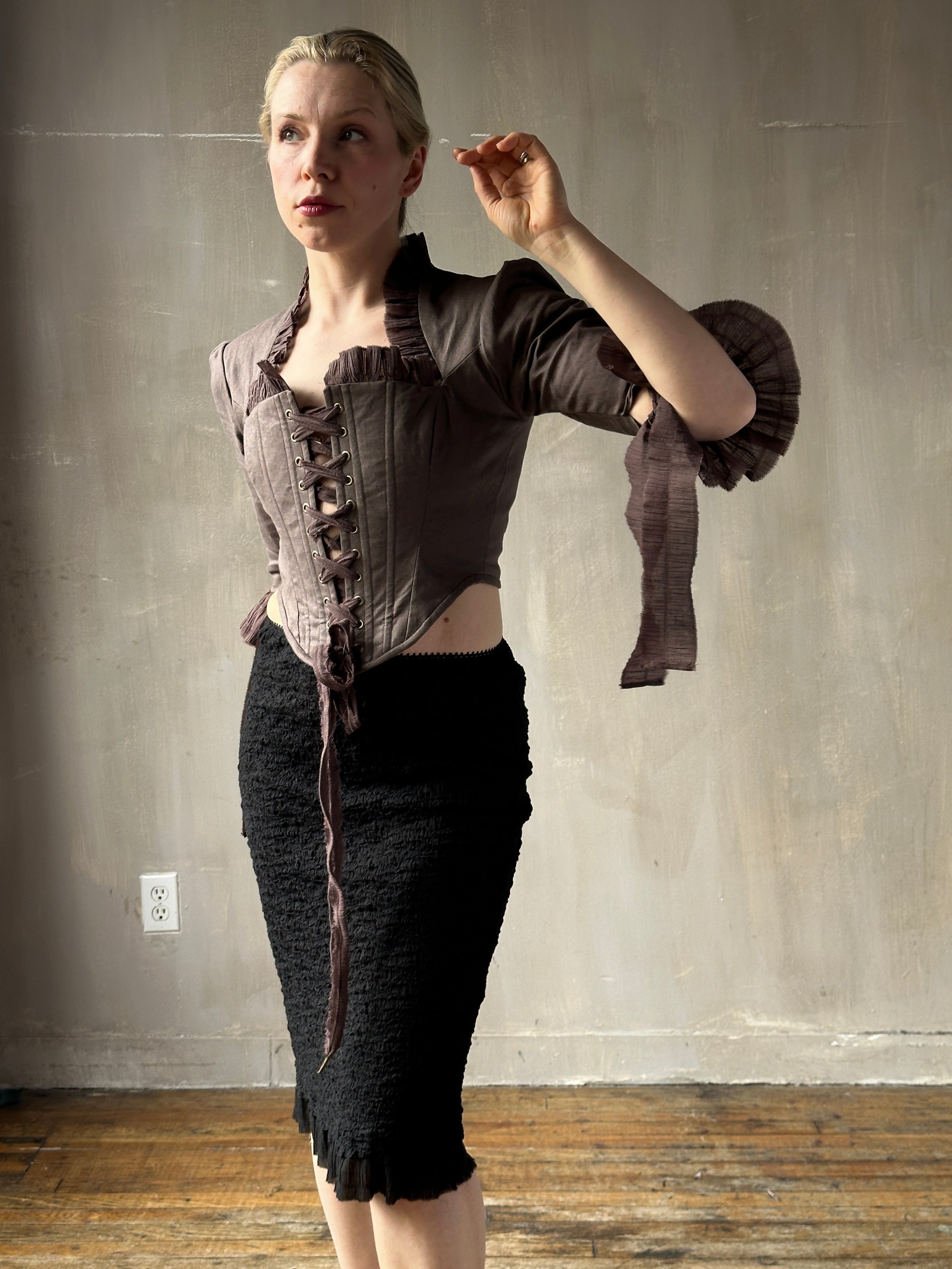 Spring '26: Column Skirt with Ruffle Hem in Crinkle Cotton (In Stock)