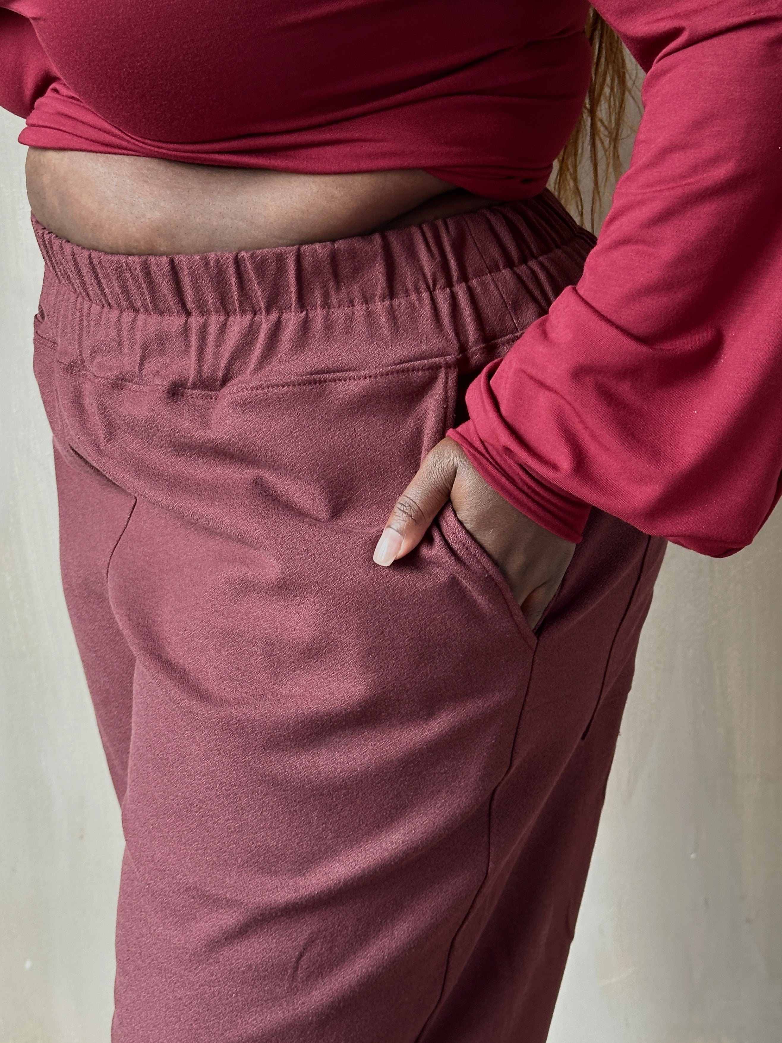 FW25: Double Waistband Barrel Trouser in Vintage Wine (Pre-Order)
