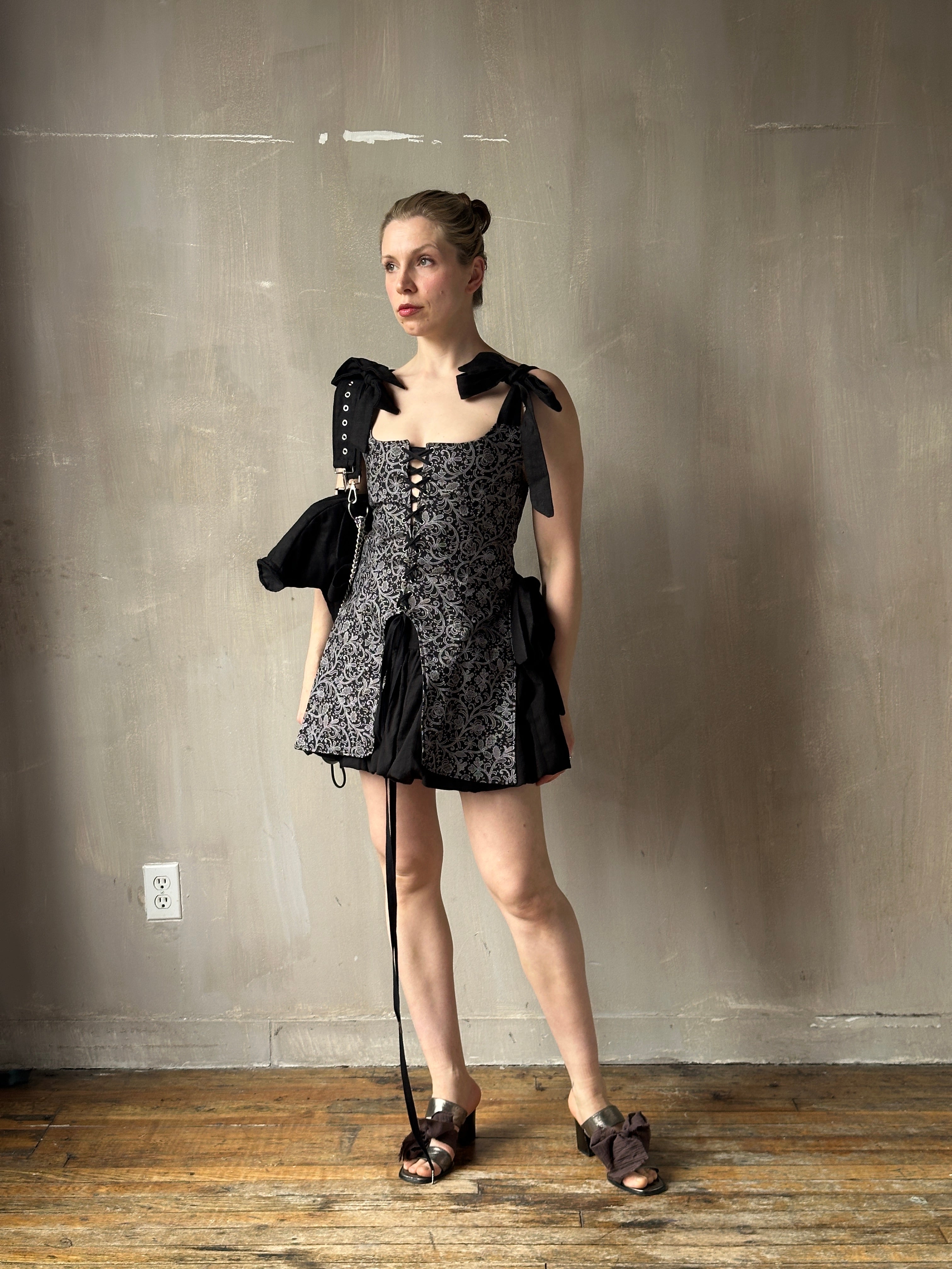 Spring '26: Pinafore Corset Vest with Bow Ties in Tattoo Print Cotton (Pre-Order, Limited Edition)