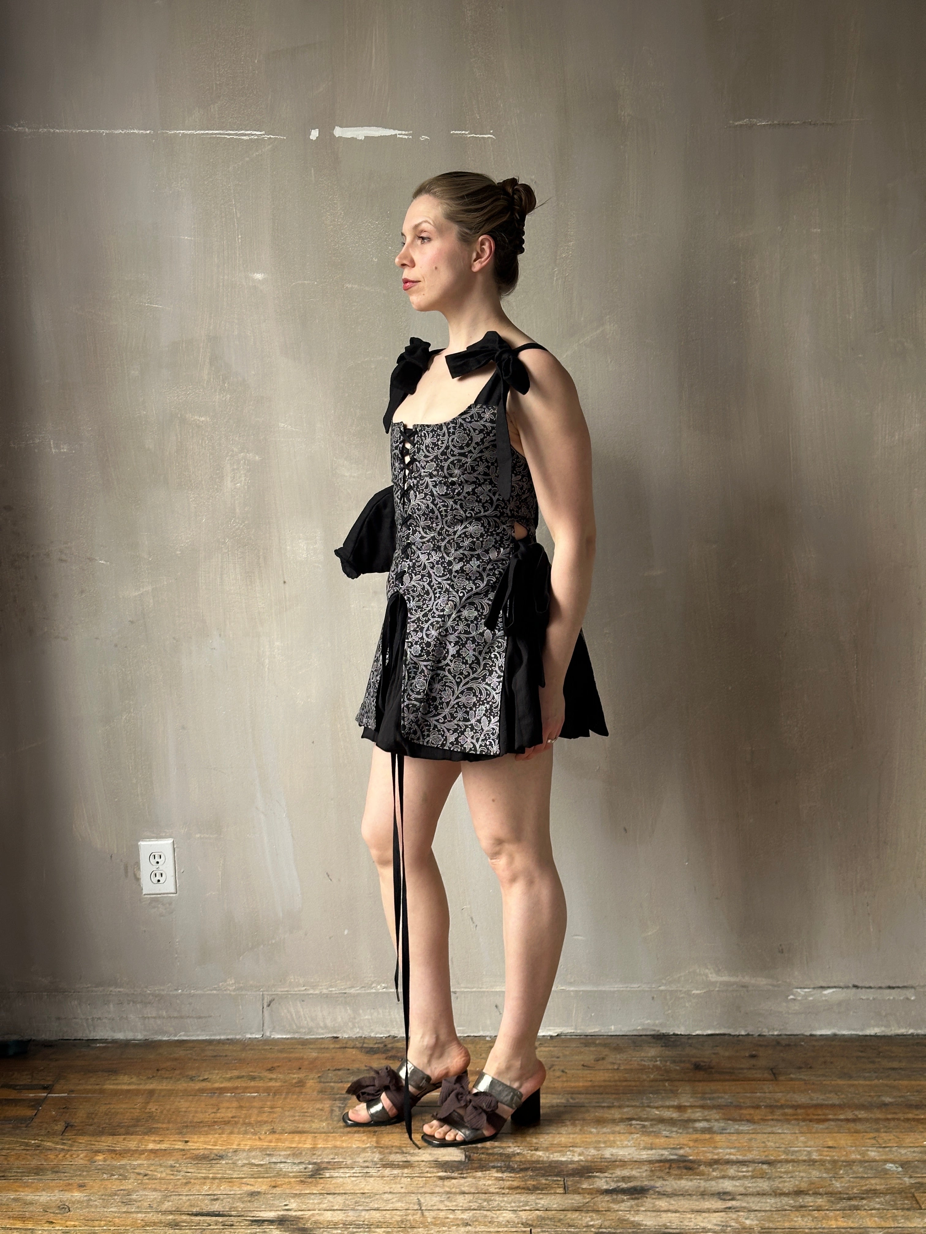 Spring '26: Pinafore Corset Vest with Bow Ties in Tattoo Print Cotton (Pre-Order, Limited Edition)