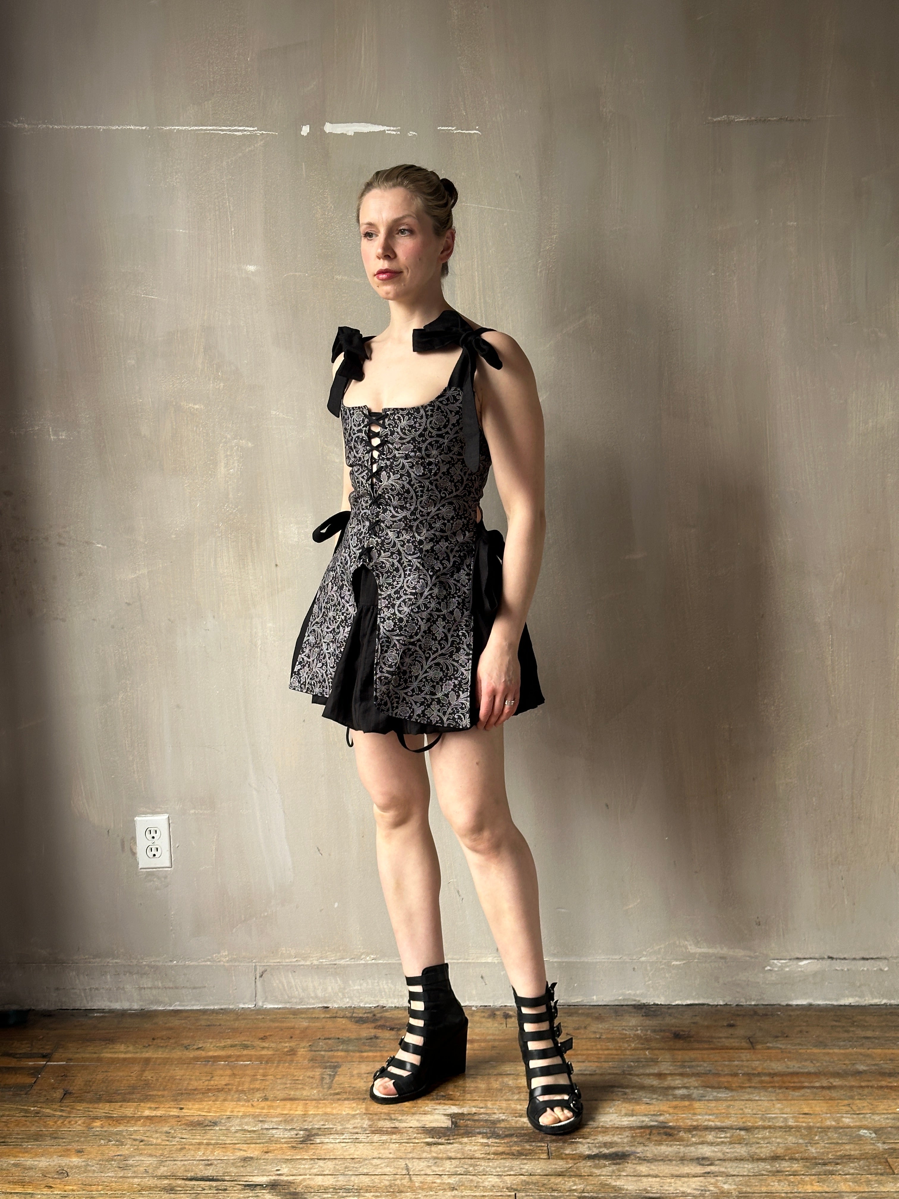 Spring '26: Pinafore Corset Vest with Bow Ties in Tattoo Print Cotton (Pre-Order, Limited Edition)