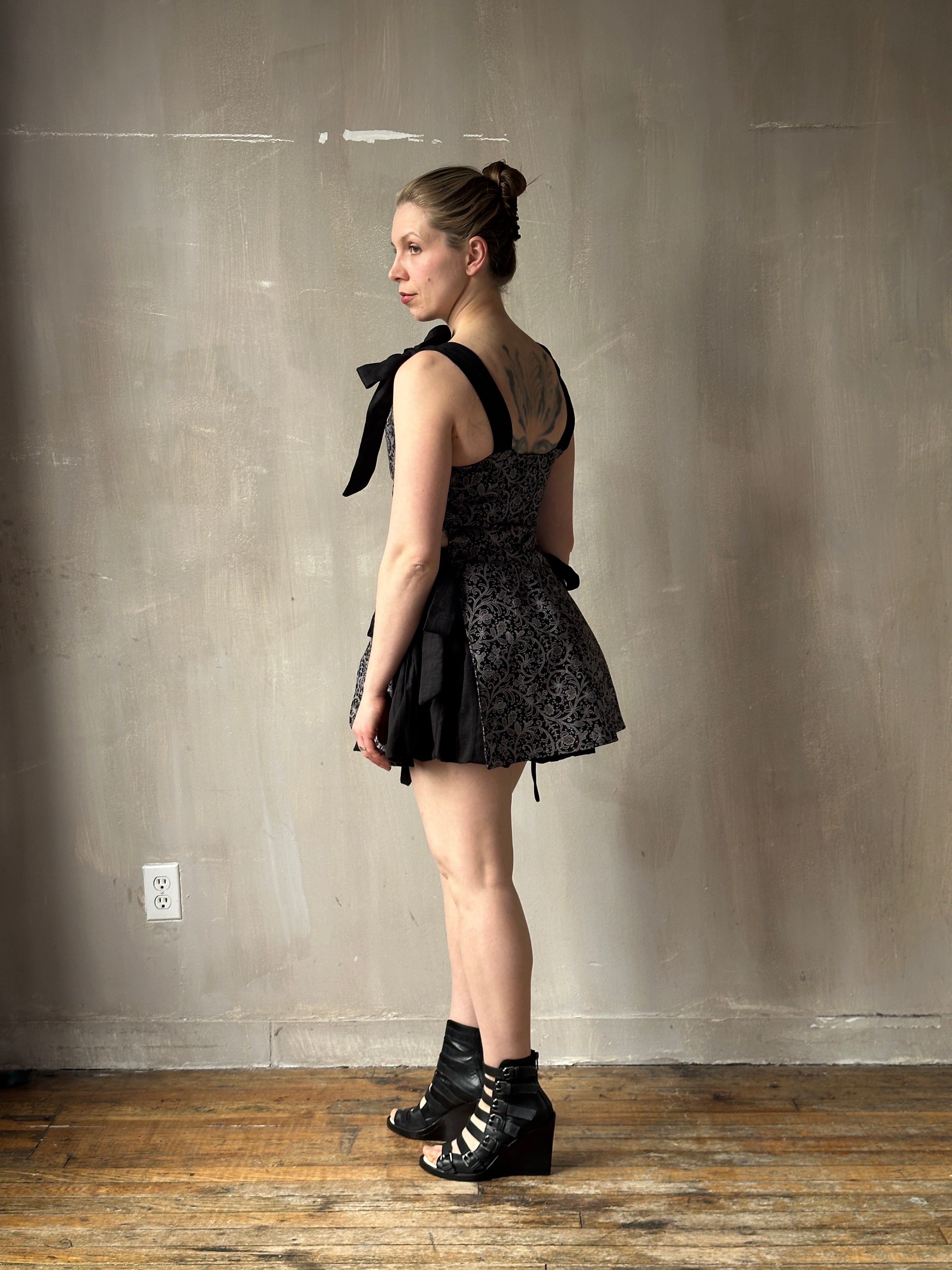 Spring '26: Pinafore Corset Vest with Bow Ties in Tattoo Print Cotton (Pre-Order, Limited Edition)