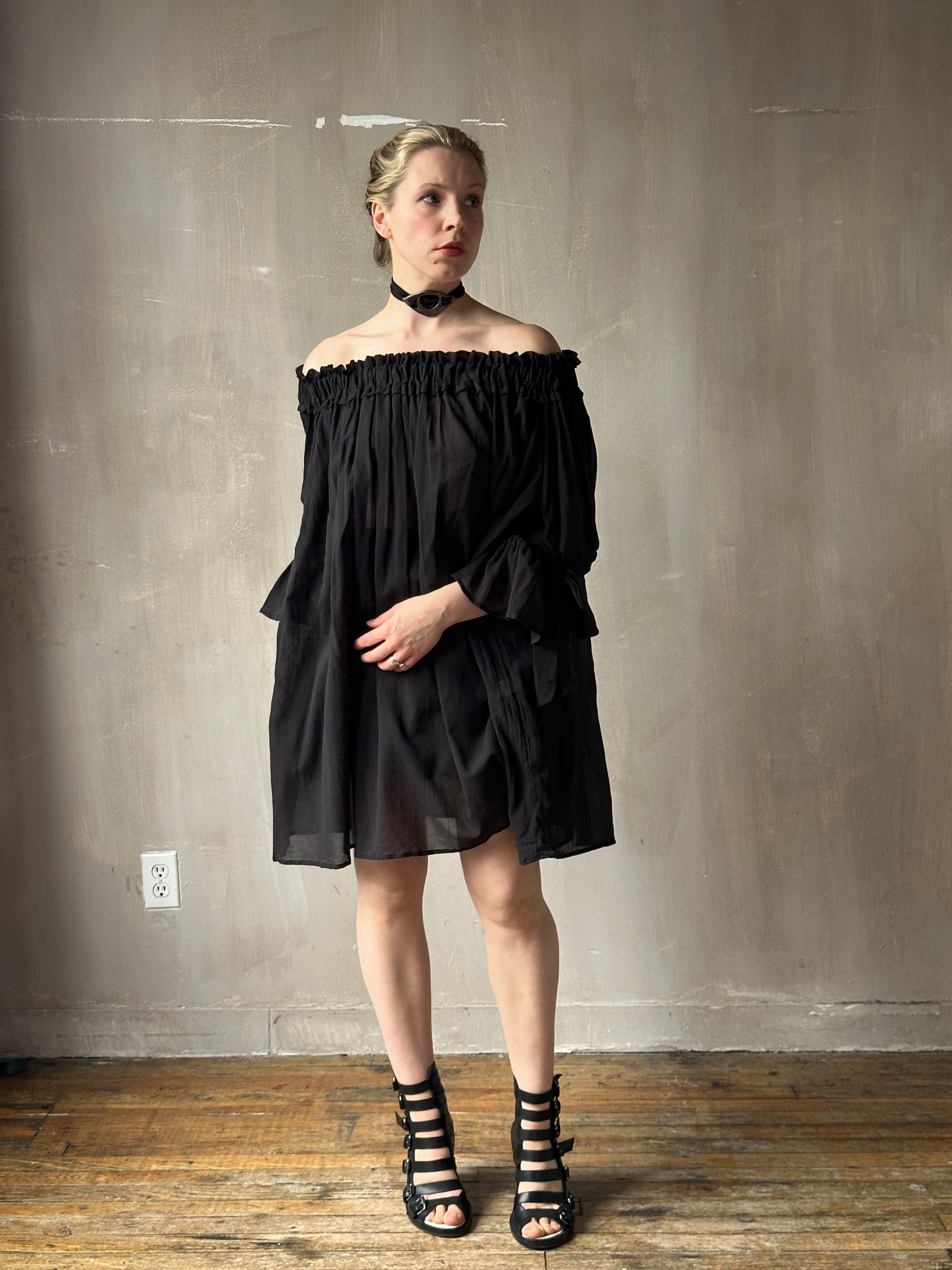 Spring '26: Paperbag Tunic in Black Cotton Voile (Pre-Order)