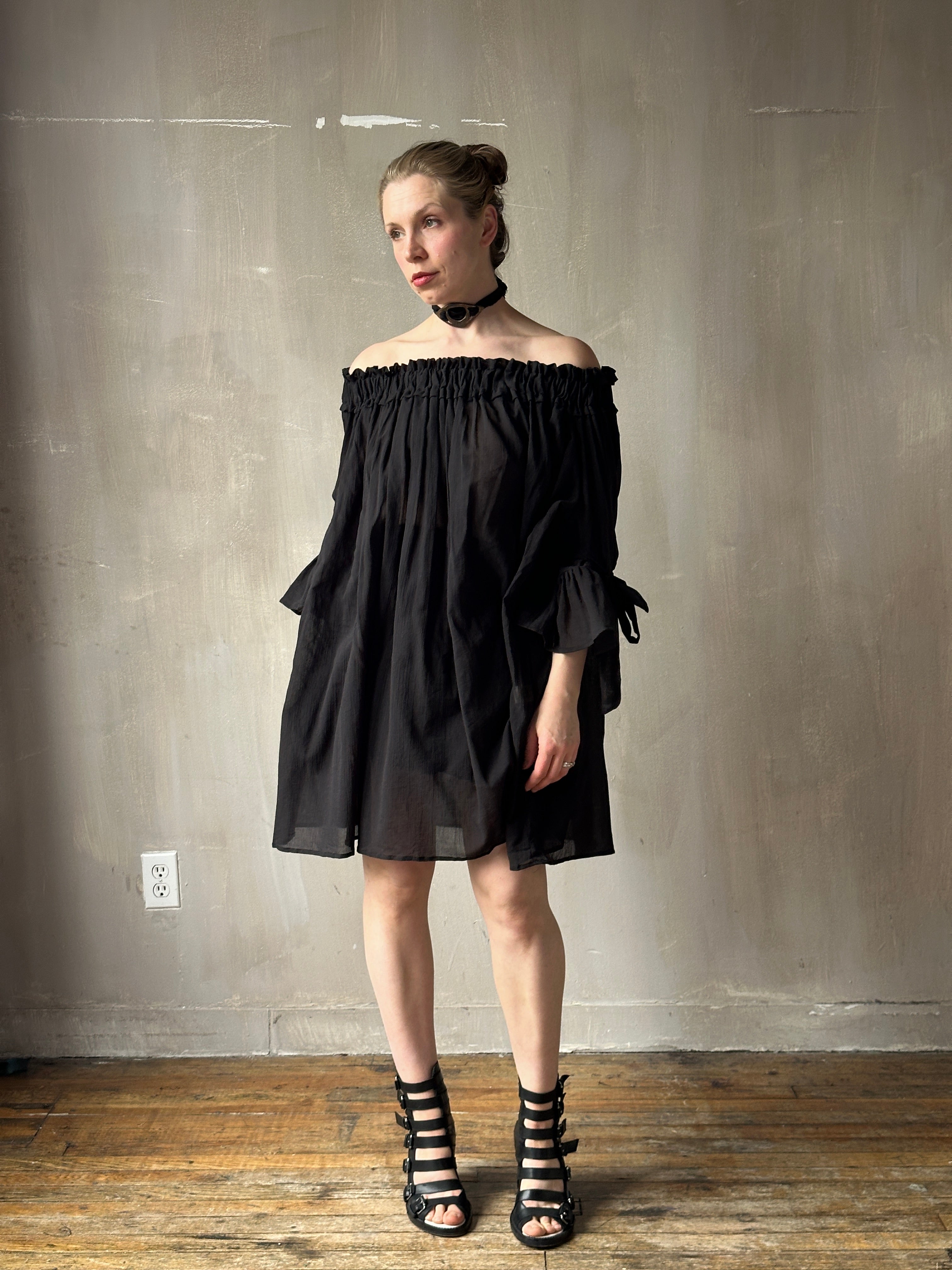 Spring '26: Paperbag Tunic in Black Cotton Voile (Pre-Order)