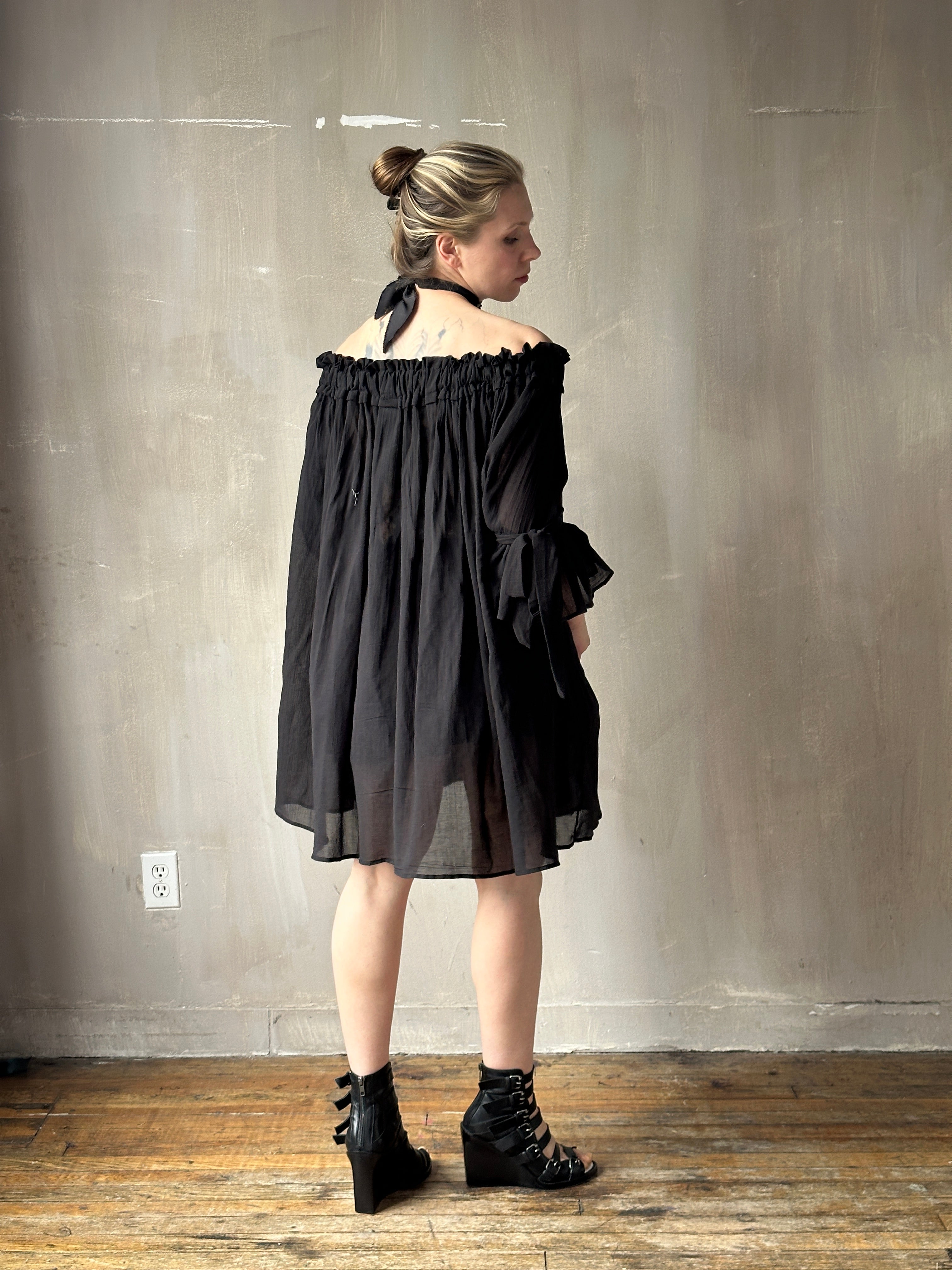 Spring '26: Paperbag Tunic in Black Cotton Voile (Pre-Order)