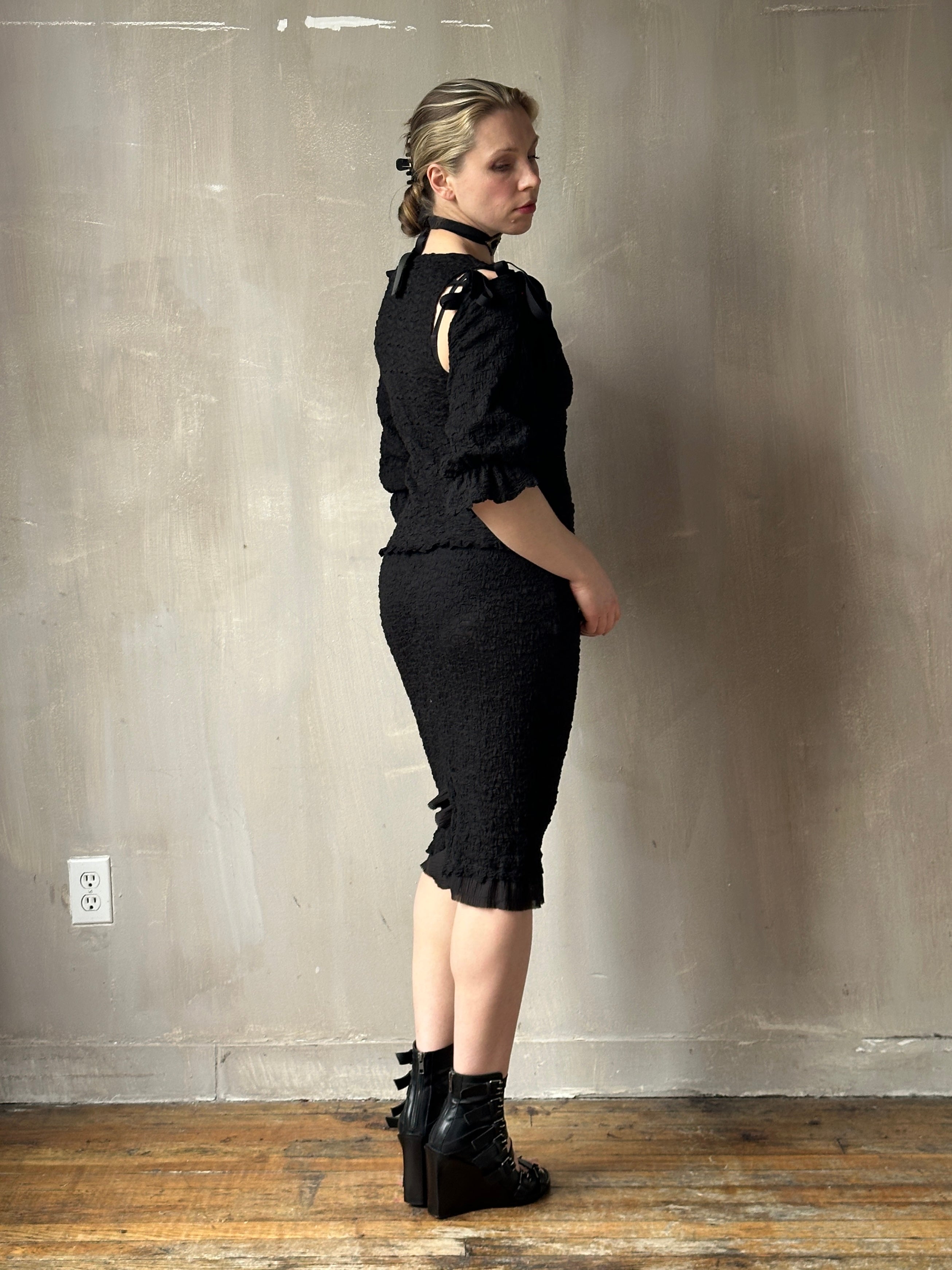Spring '26: Column Skirt with Ruffle Hem in Crinkle Cotton (In Stock)