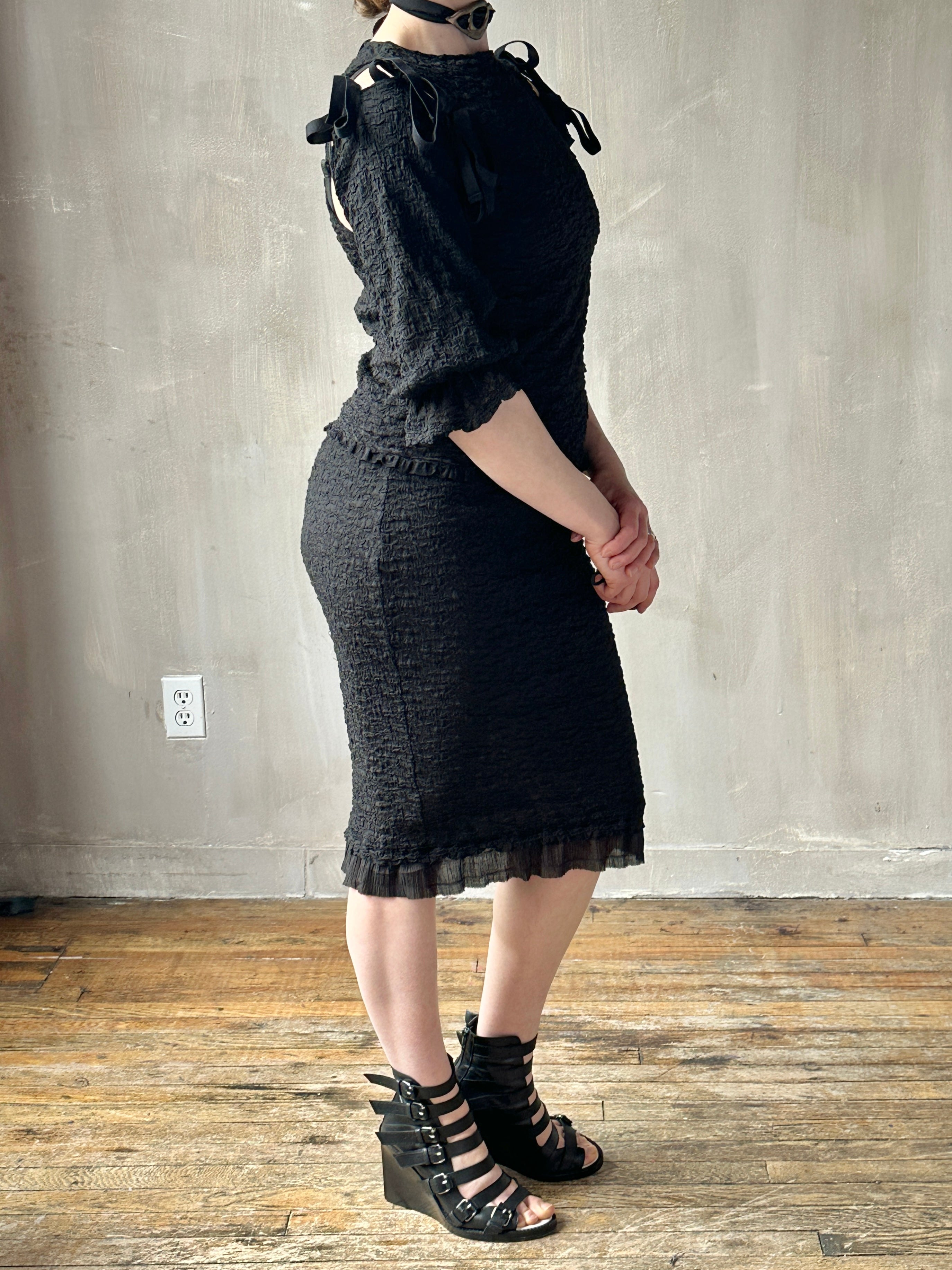 Spring '26: Column Skirt with Ruffle Hem in Crinkle Cotton (In Stock)