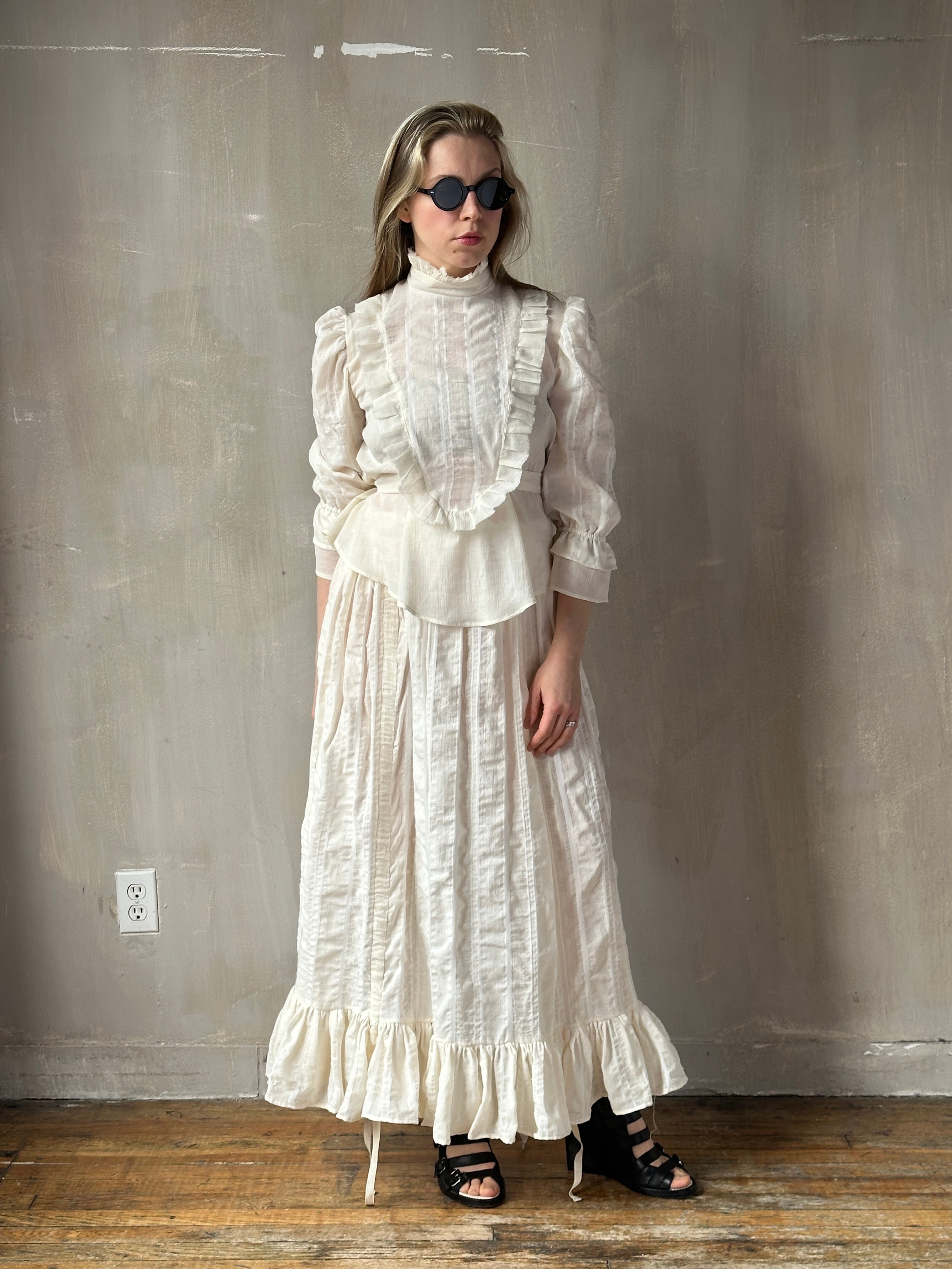 Spring '26: "Carmilla" Stand Collar Blouse in Ivory Cotton (Pre-Order)
