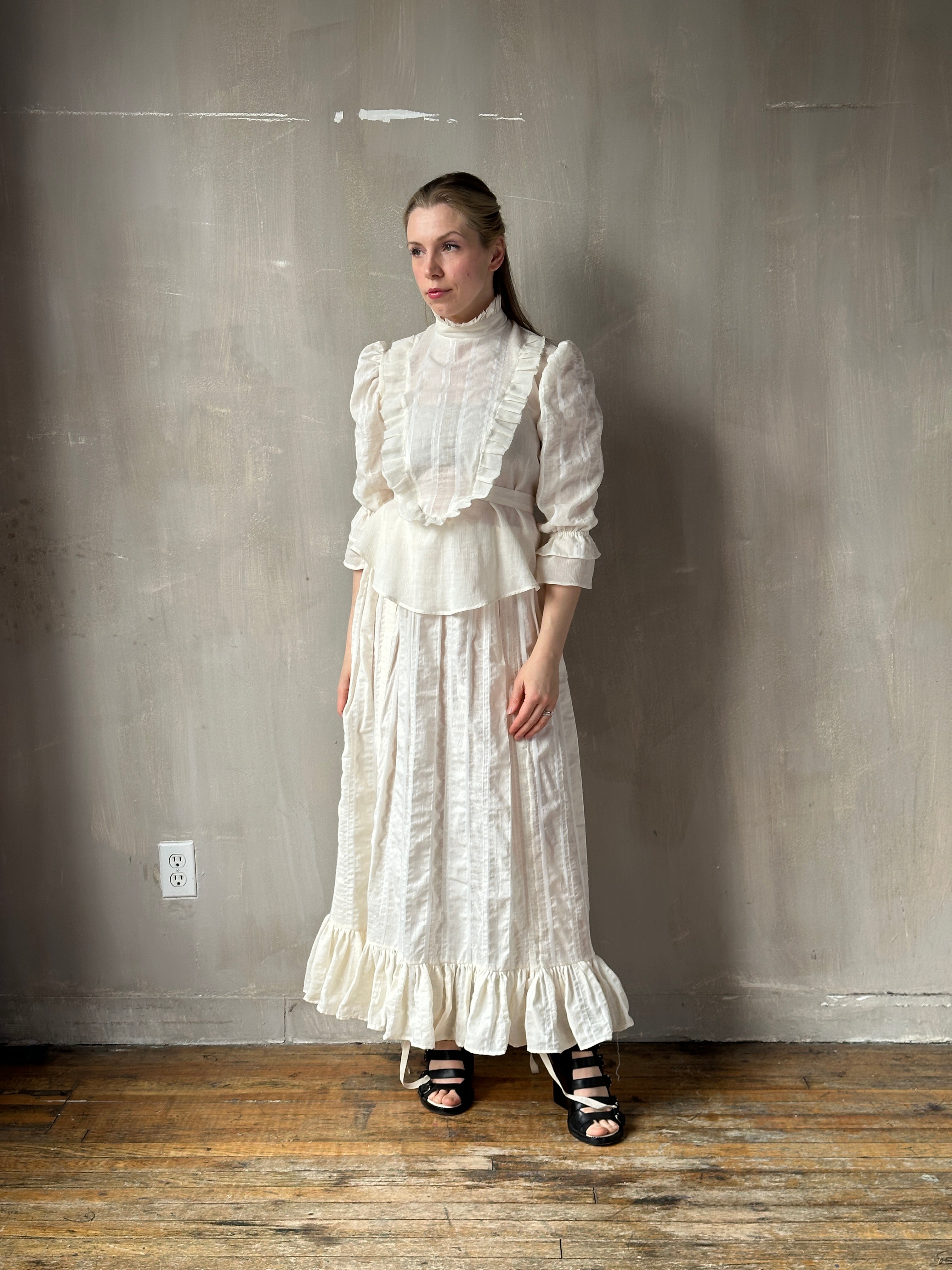 Spring '26: "Carmilla" Stand Collar Blouse in Ivory Cotton (Pre-Order)