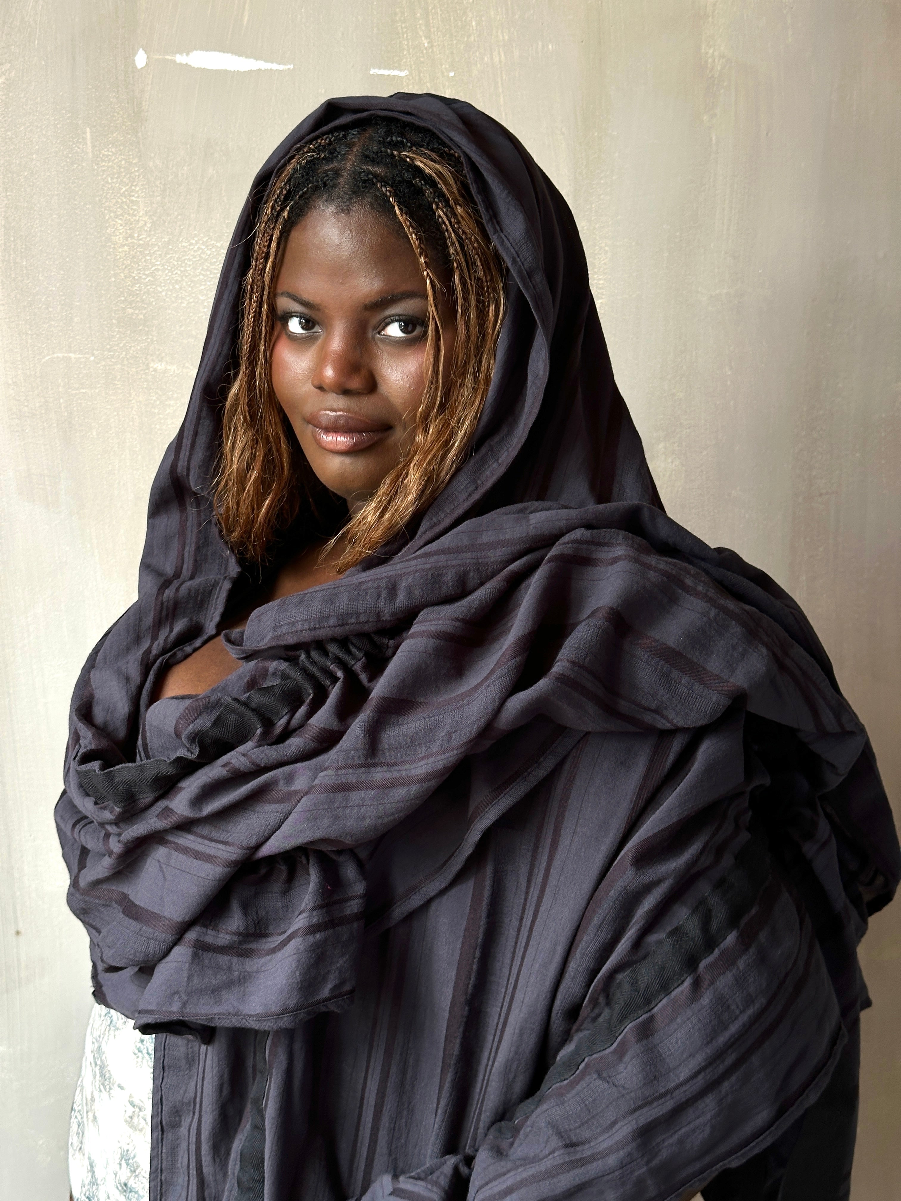 FW25: Drawstring Scarf in Nightshade Jacquard Stripe (In Stock)