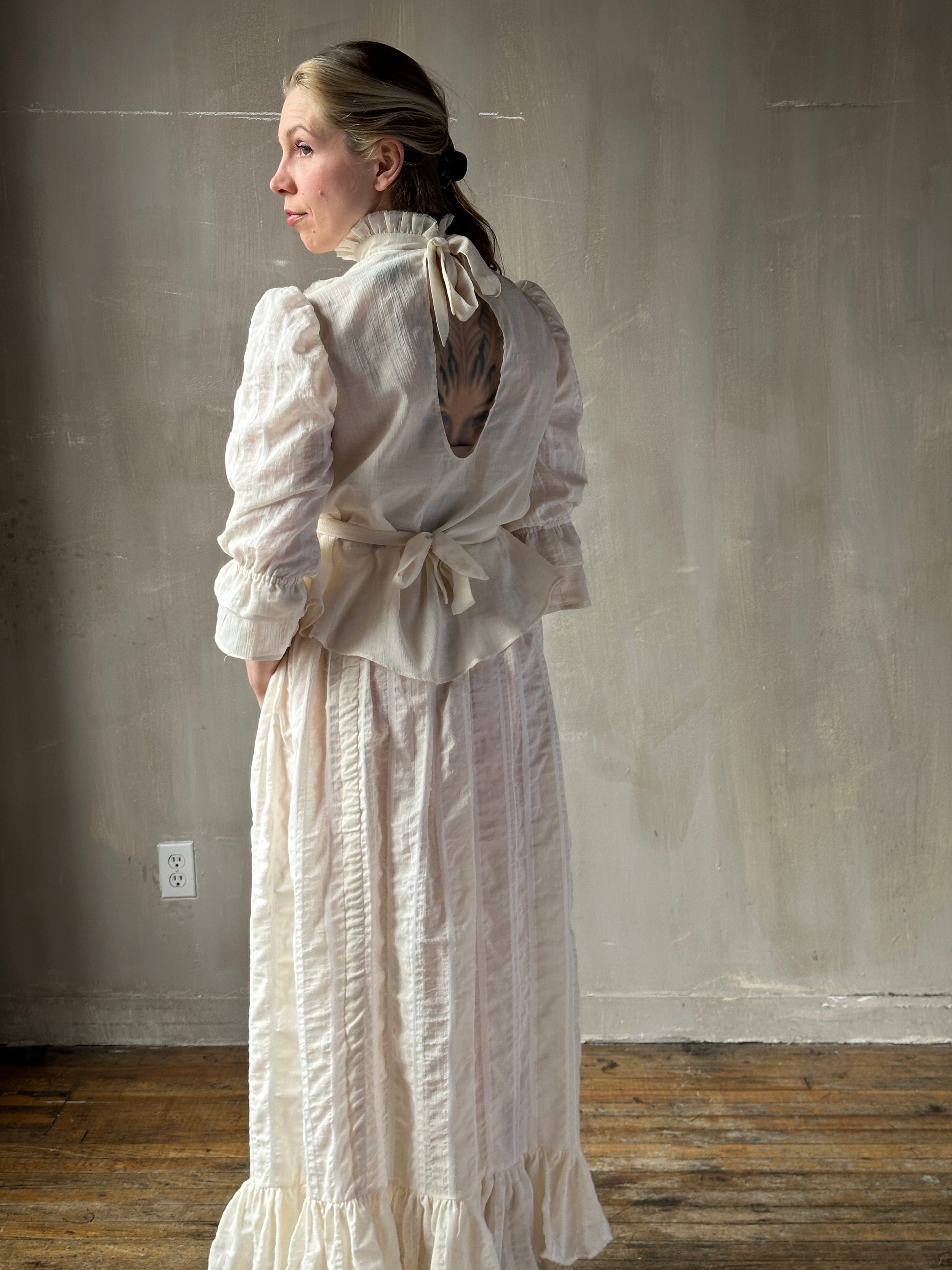 Spring '26: "Carmilla" Stand Collar Blouse in Ivory Cotton (Pre-Order)