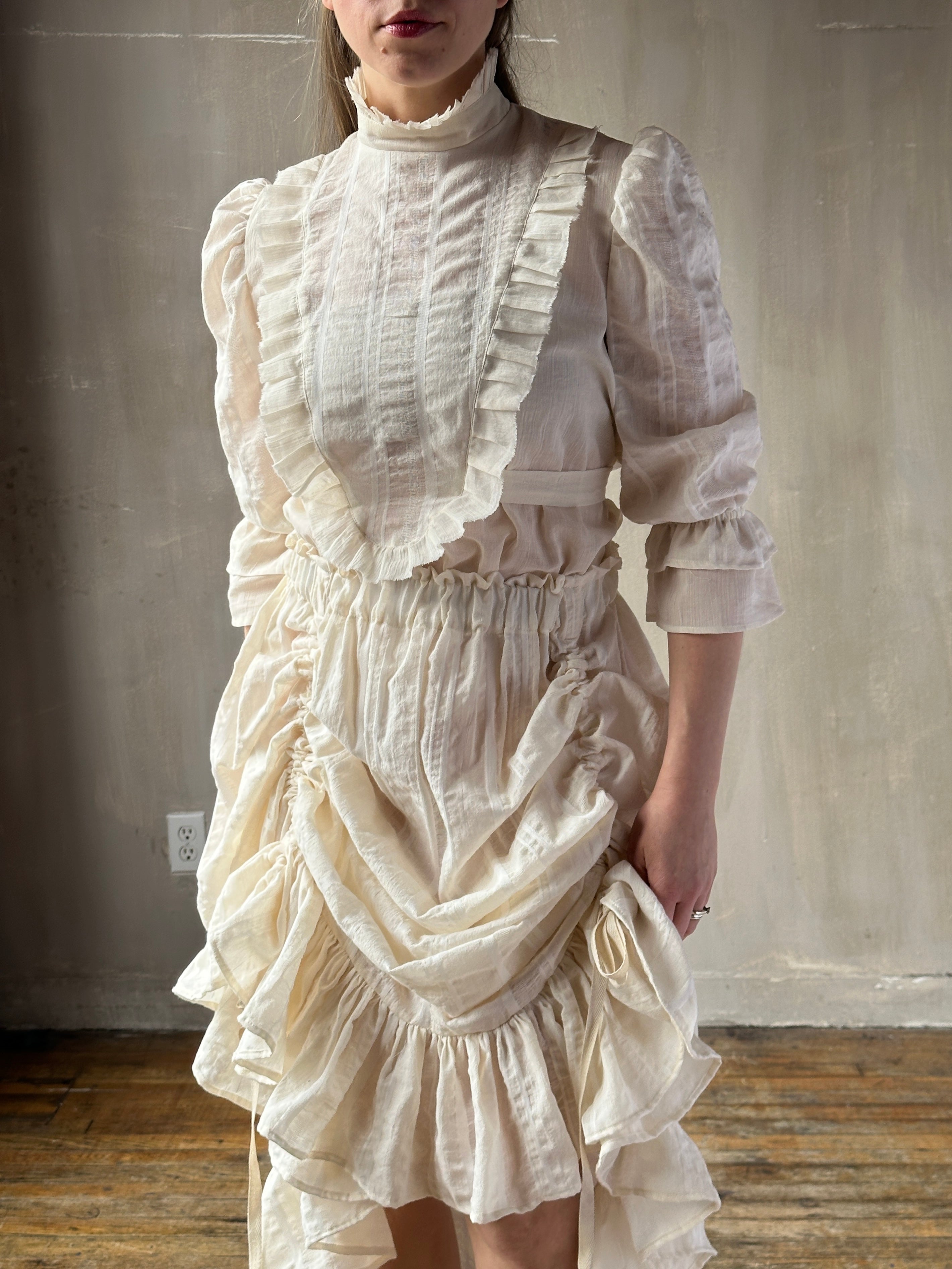 Spring '26: "Carmilla" Stand Collar Blouse in Ivory Cotton (Pre-Order)