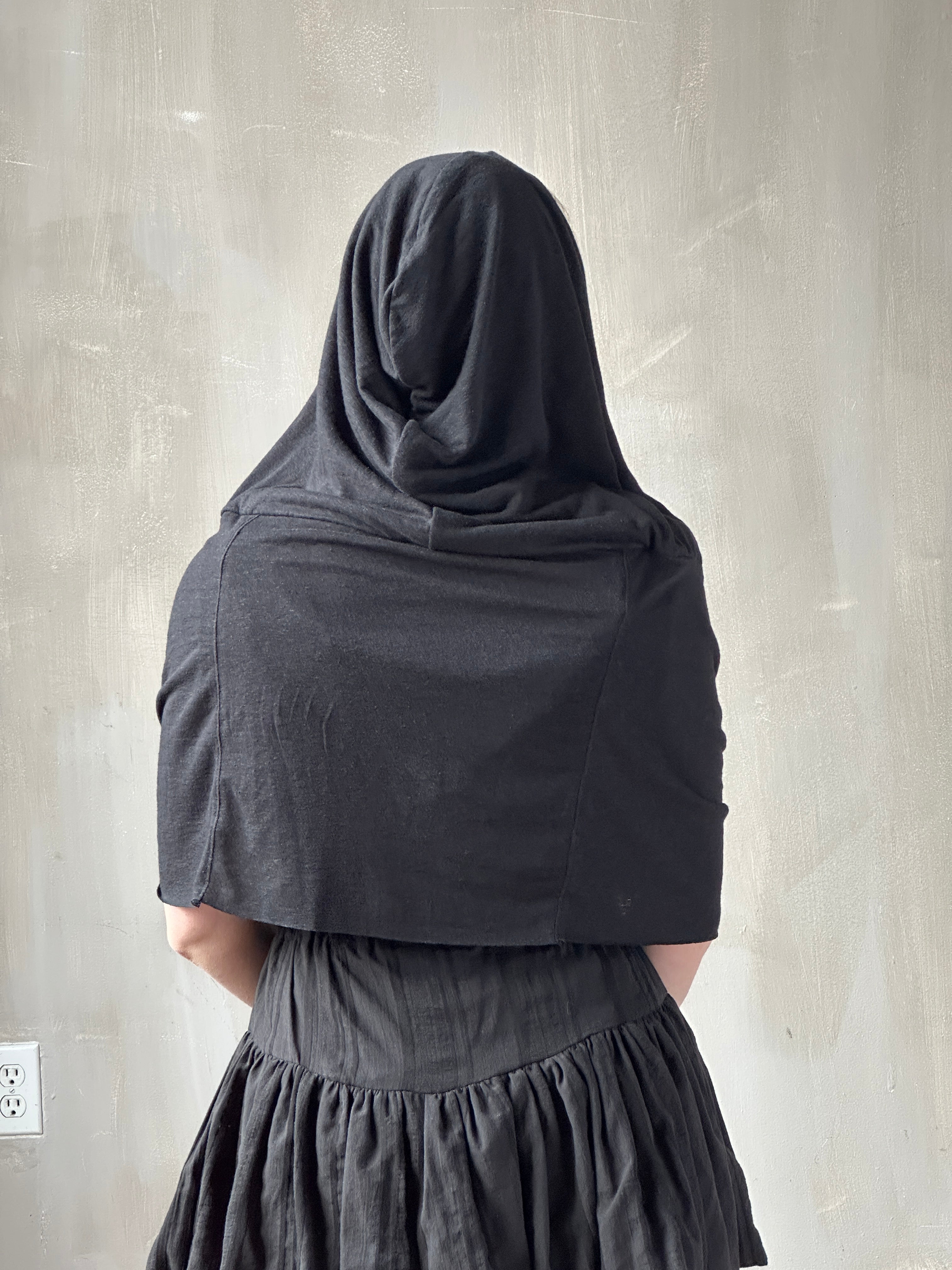 Spring '26: Mythic Cowl in Black Linen Jersey (Pre-Order)