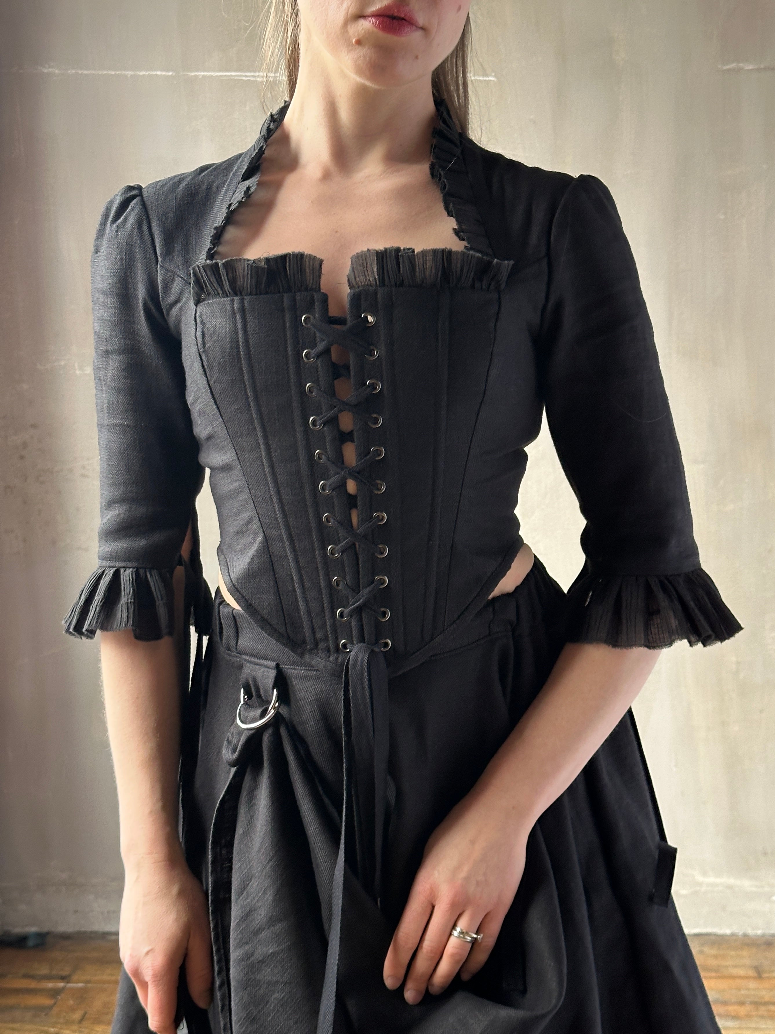 Spring '26: Pastorale Bodice in Black Linen (In Stock)