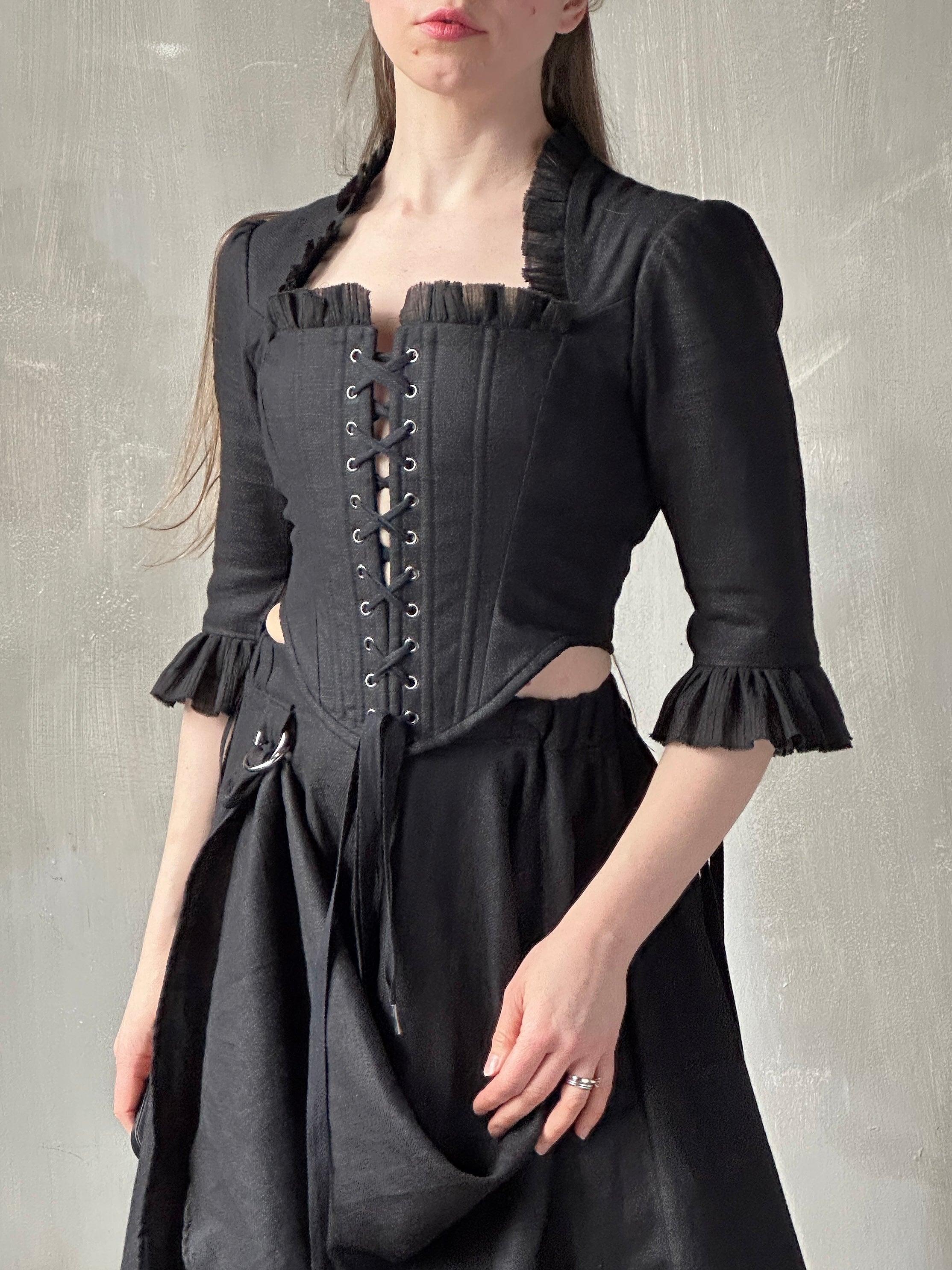 Spring '26: Pastorale Bodice in Black Linen (In Stock)