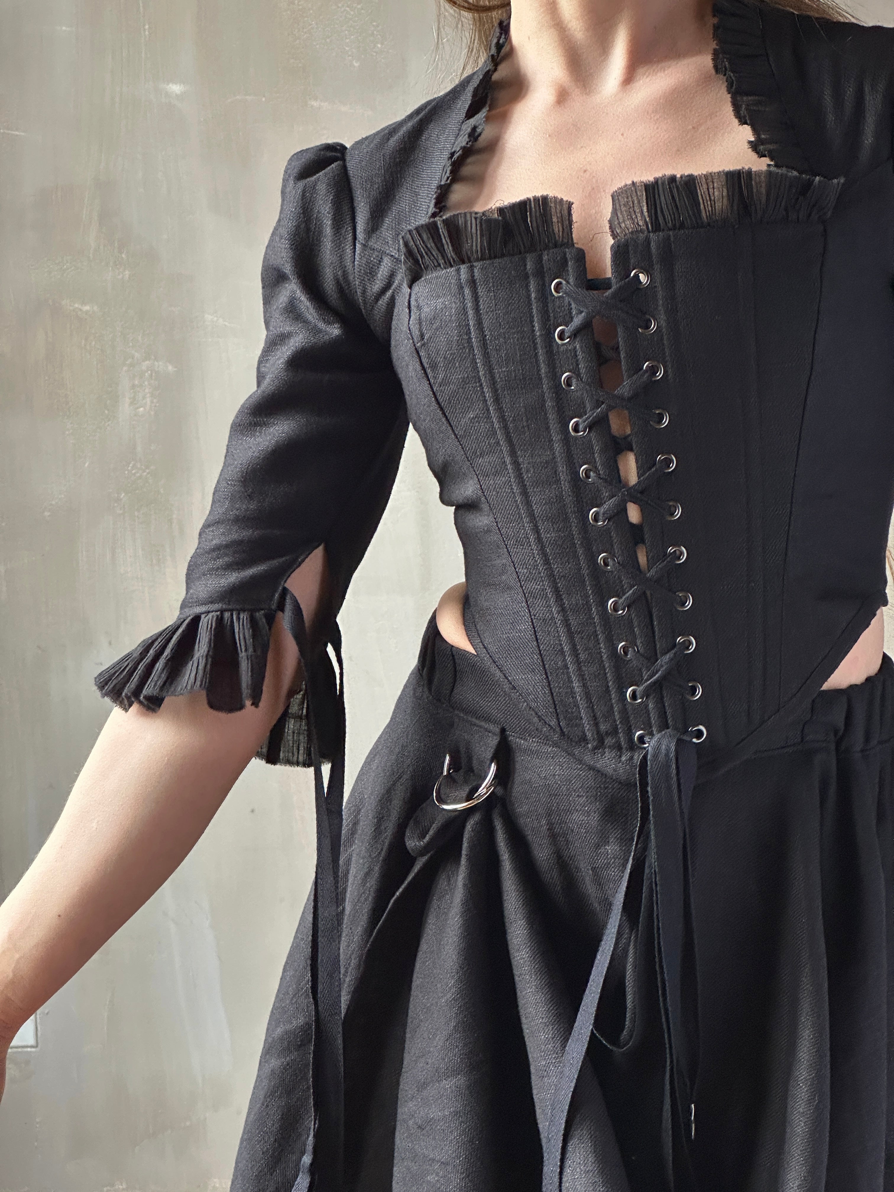 Spring '26: Pastorale Bodice in Black Linen (In Stock)