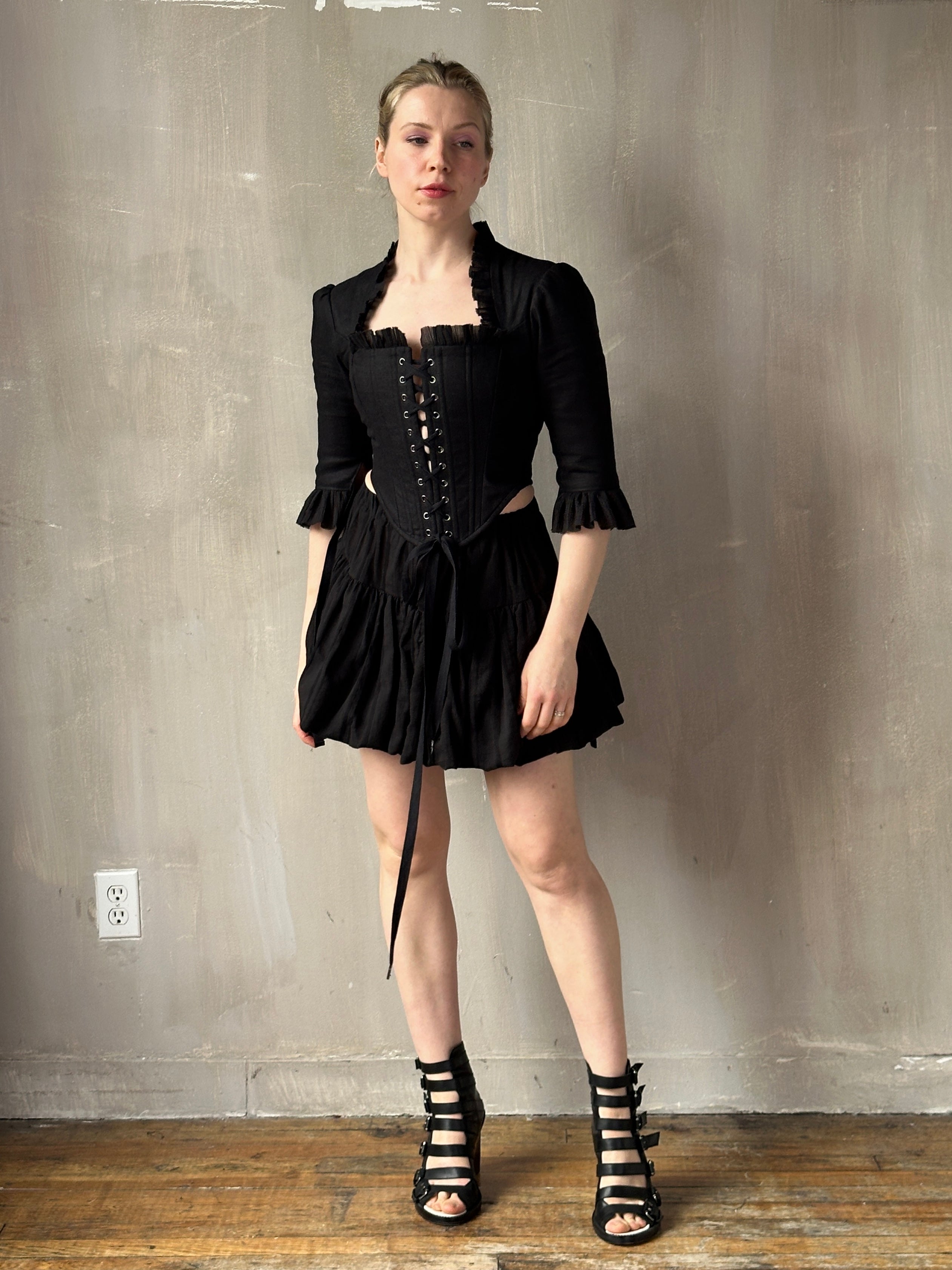 Spring '26: Bubble Skort in Black Jacquarde Stripe (Pre-Order)