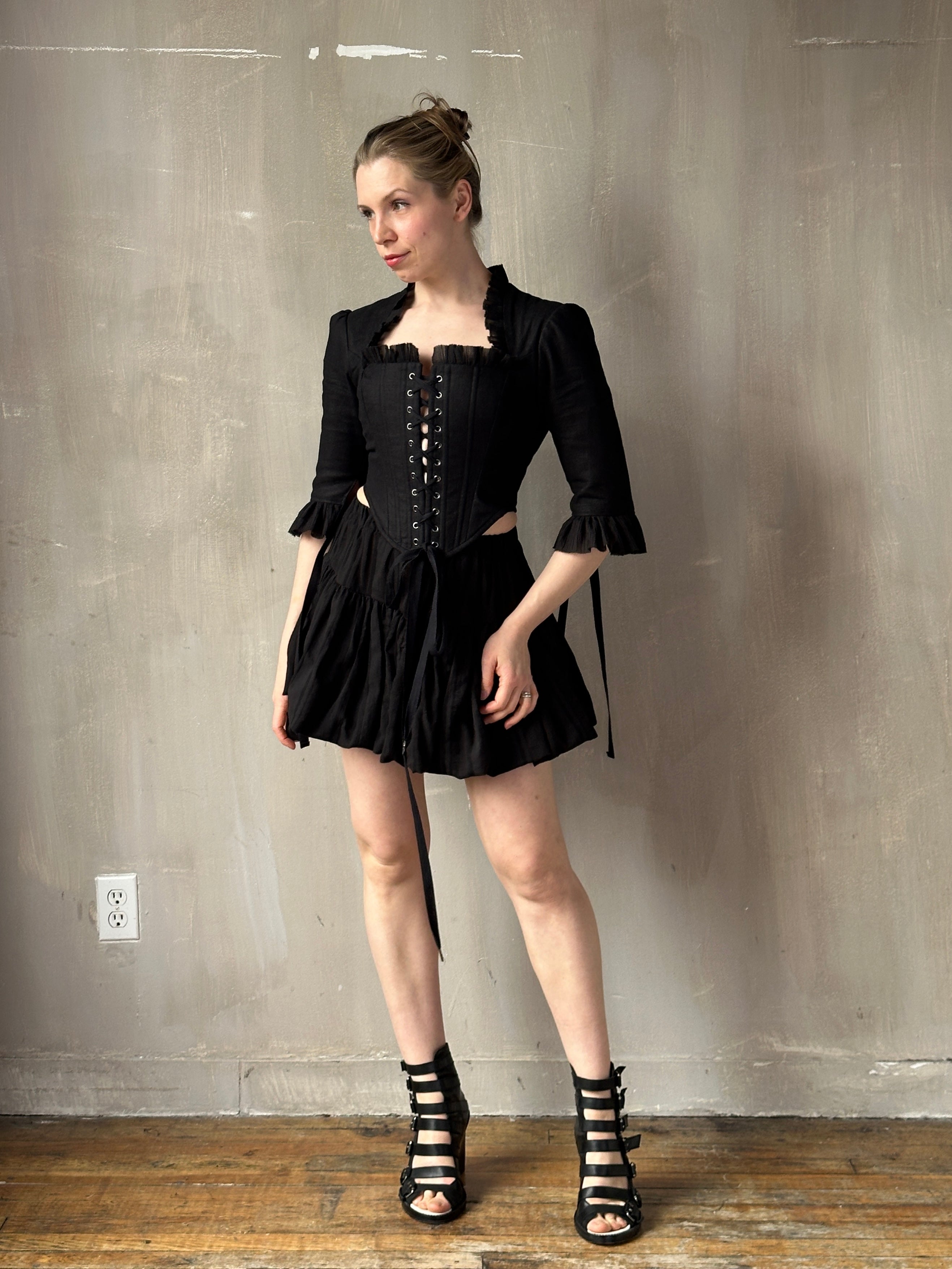 Spring '26: Bubble Skort in Black Jacquarde Stripe (Pre-Order)
