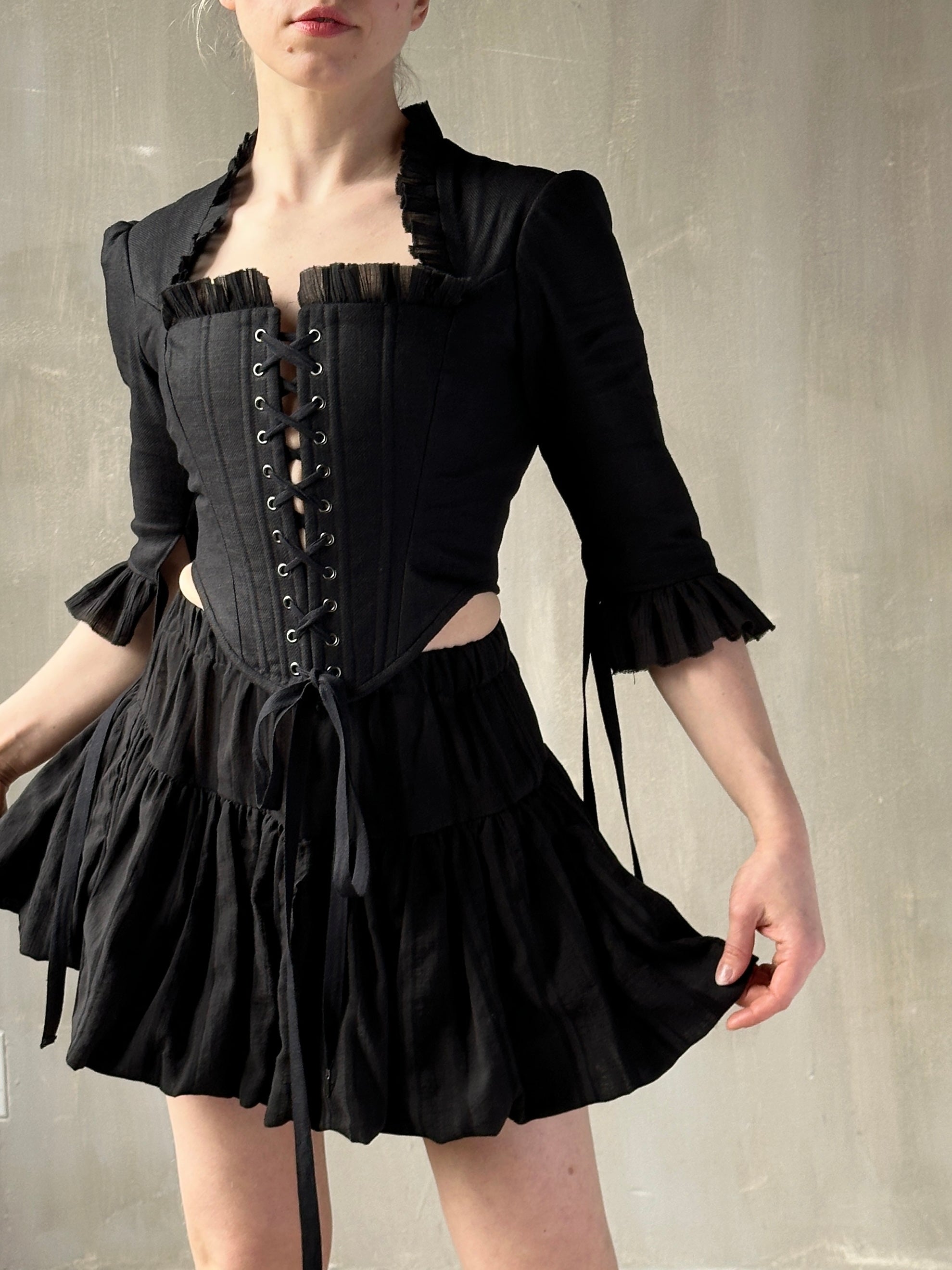 Spring '26: Pastorale Bodice in Black Linen (In Stock)