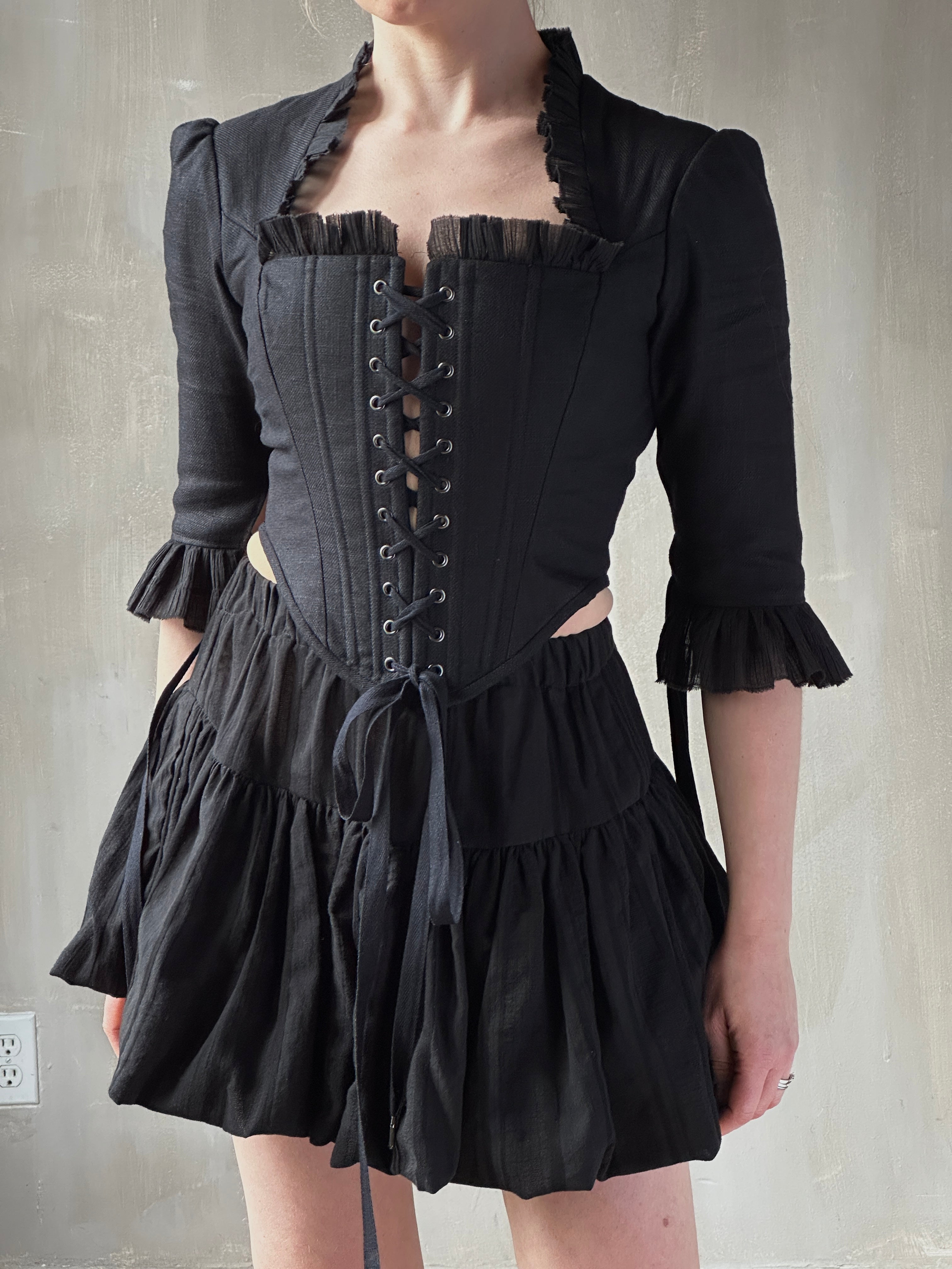 Spring '26: Pastorale Bodice in Black Linen (In Stock)