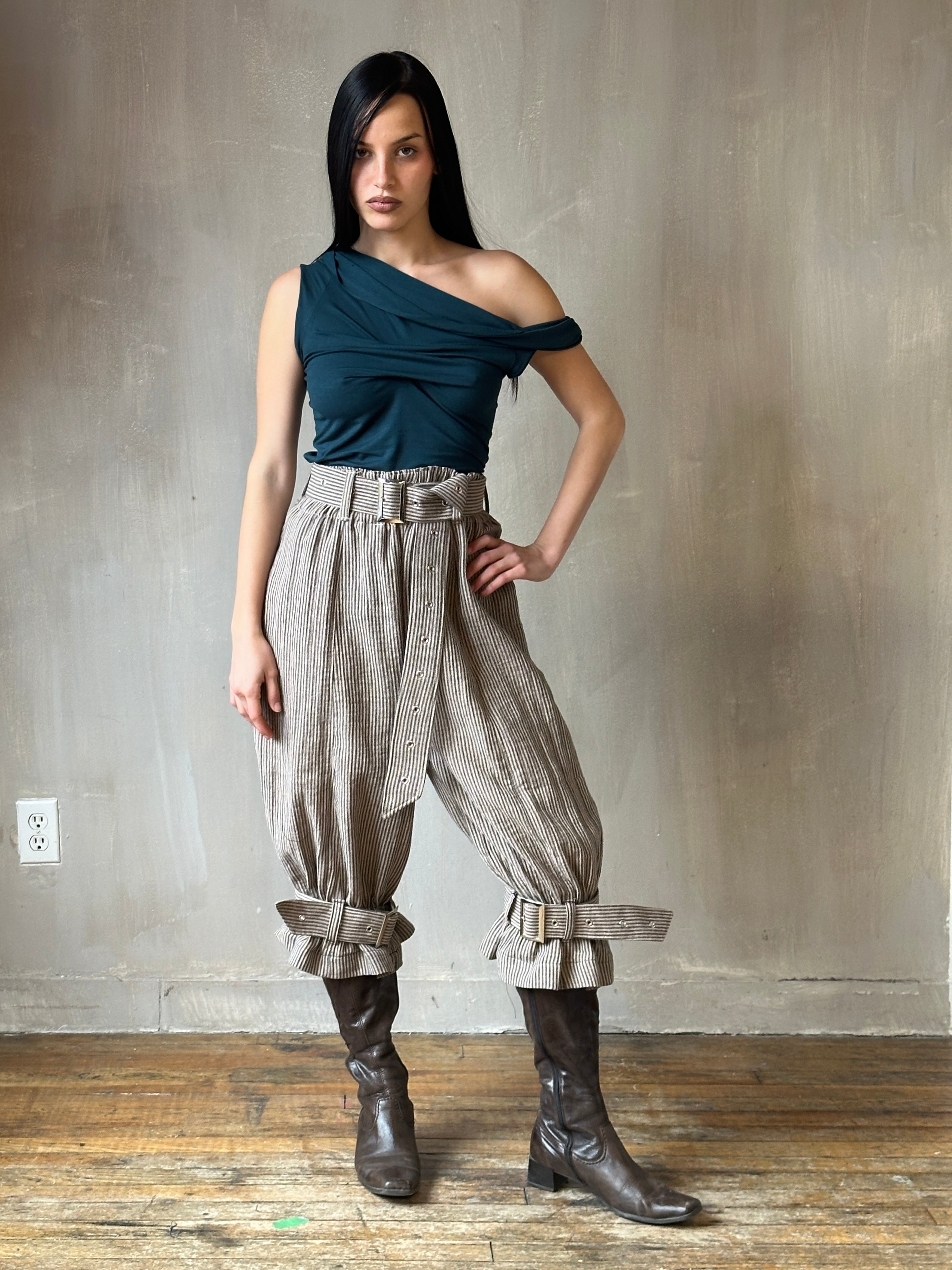 Spring '25: "pirate bloomers" with Belt and Leg Straps in Pirate Stripe Cotton (Pre-Order)