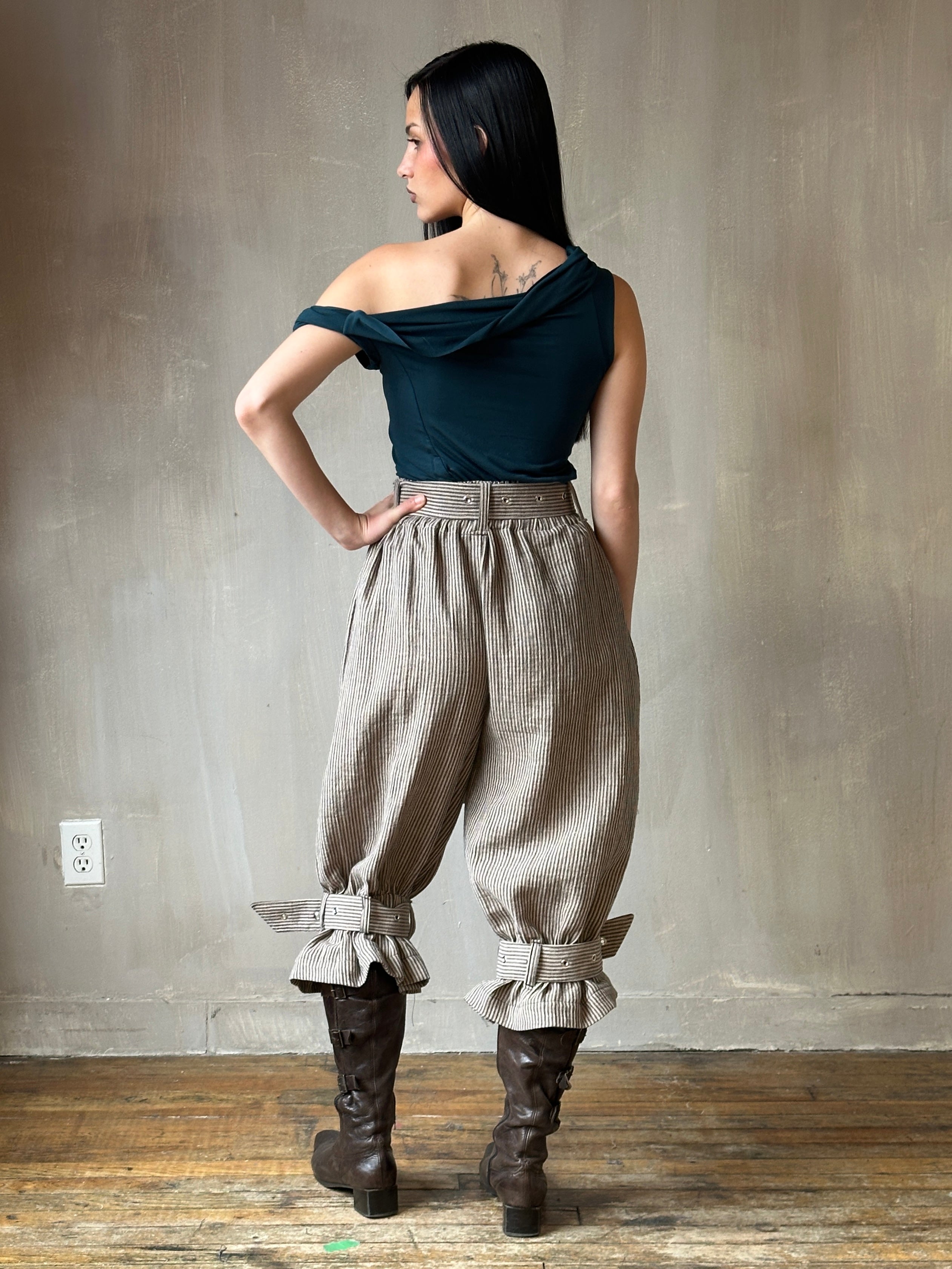 Spring '25: "pirate bloomers" with Belt and Leg Straps in Pirate Stripe Cotton (Pre-Order)