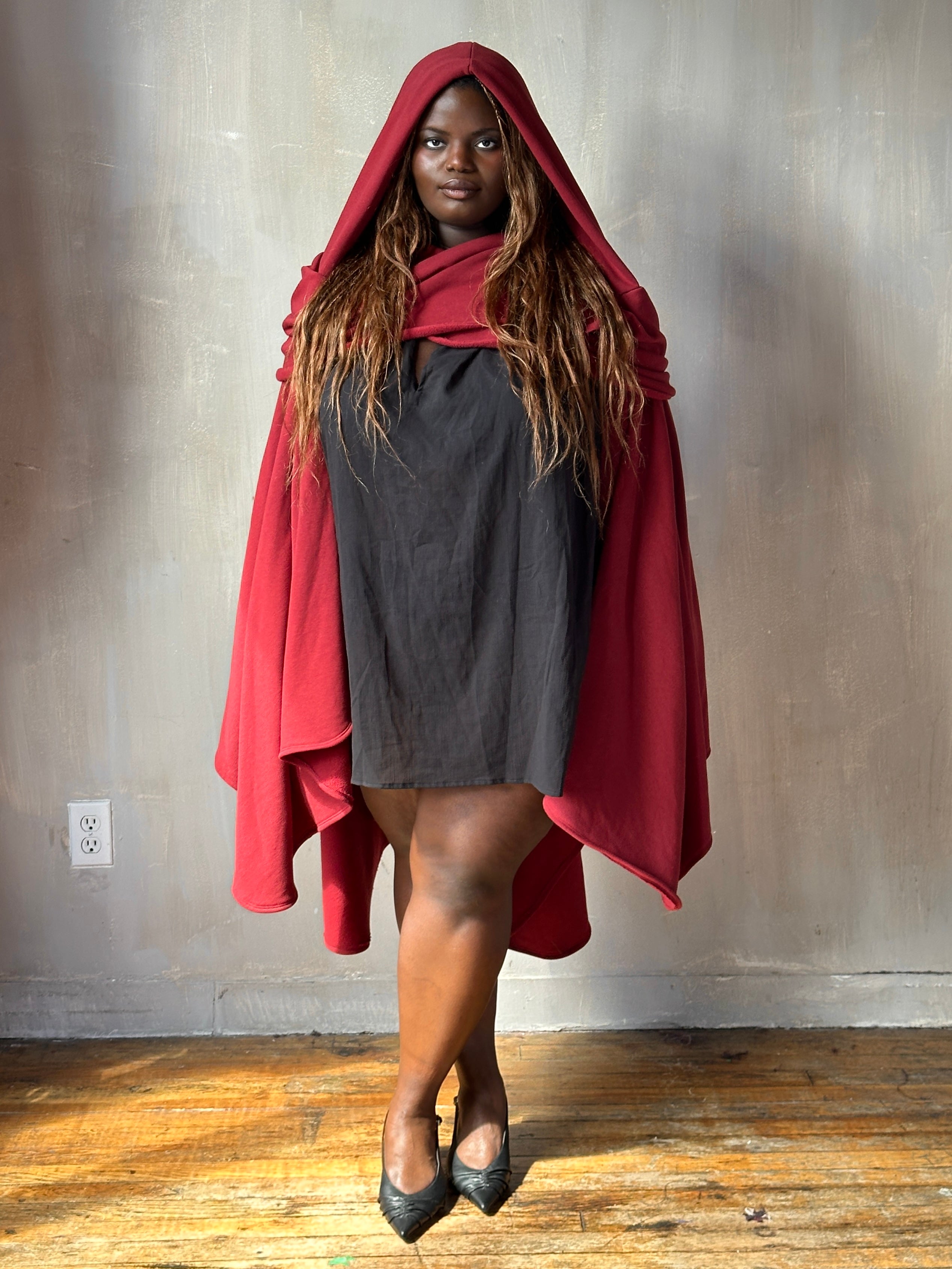 FW25: Mythic Cape in Oxblood Organic Fleece (Pre-Order)