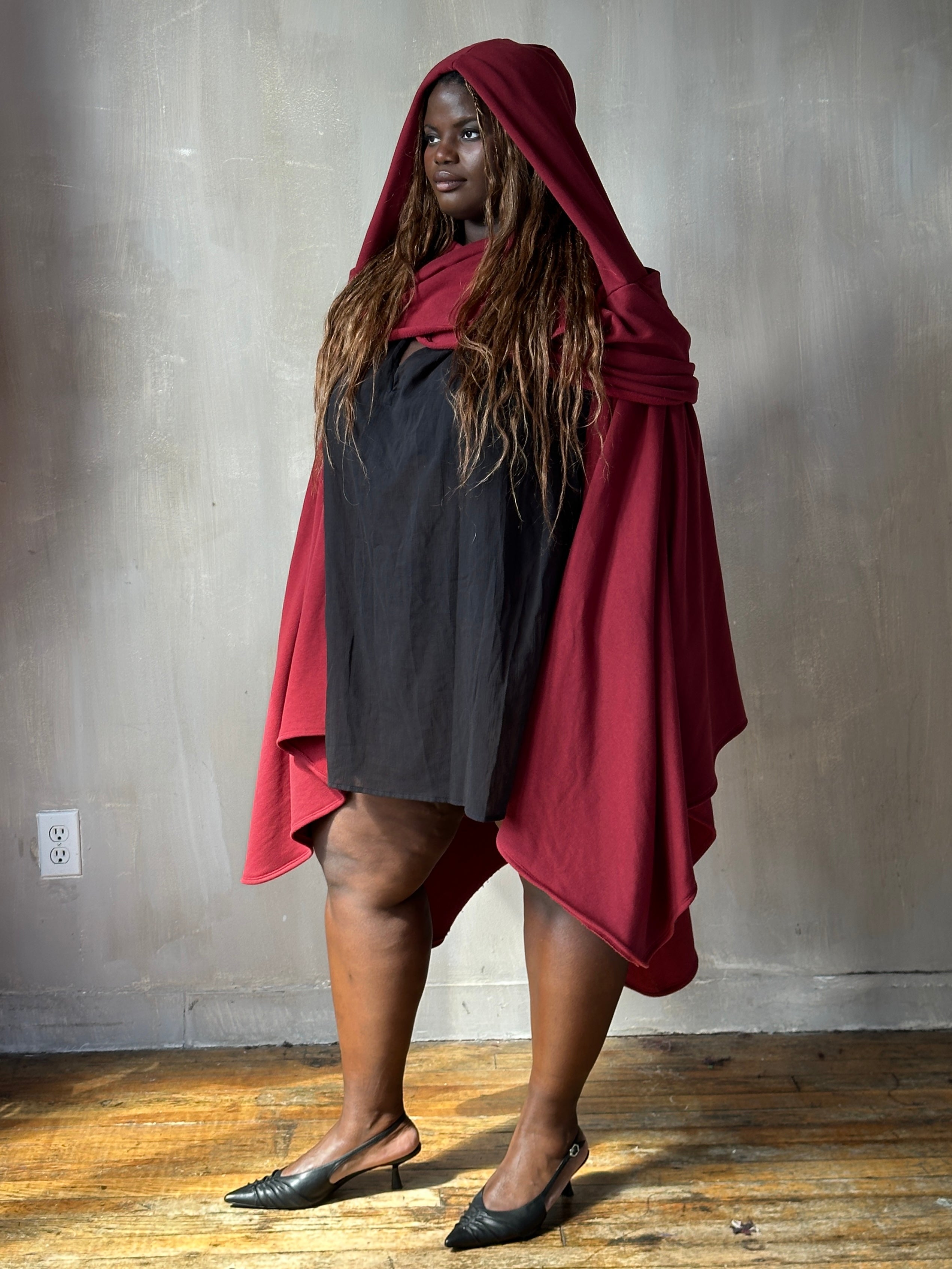 FW25: Mythic Cape in Oxblood Organic Fleece (Pre-Order)