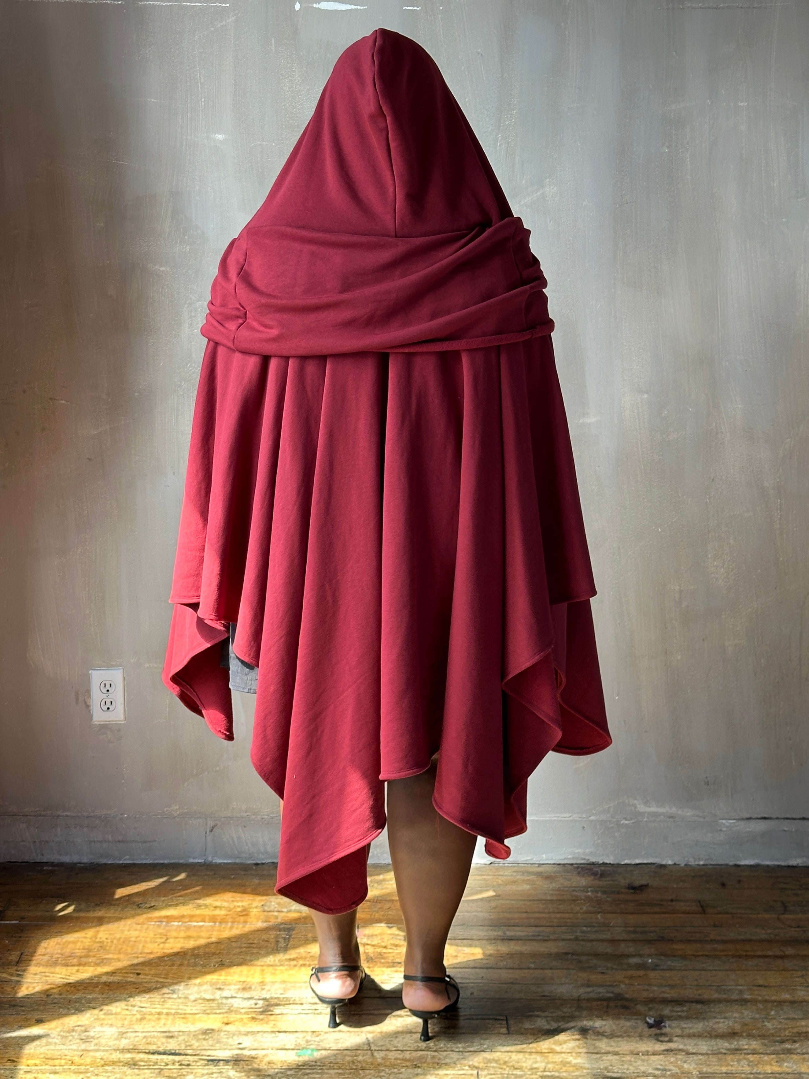 FW25: Mythic Cape in Oxblood Organic Fleece (Pre-Order)