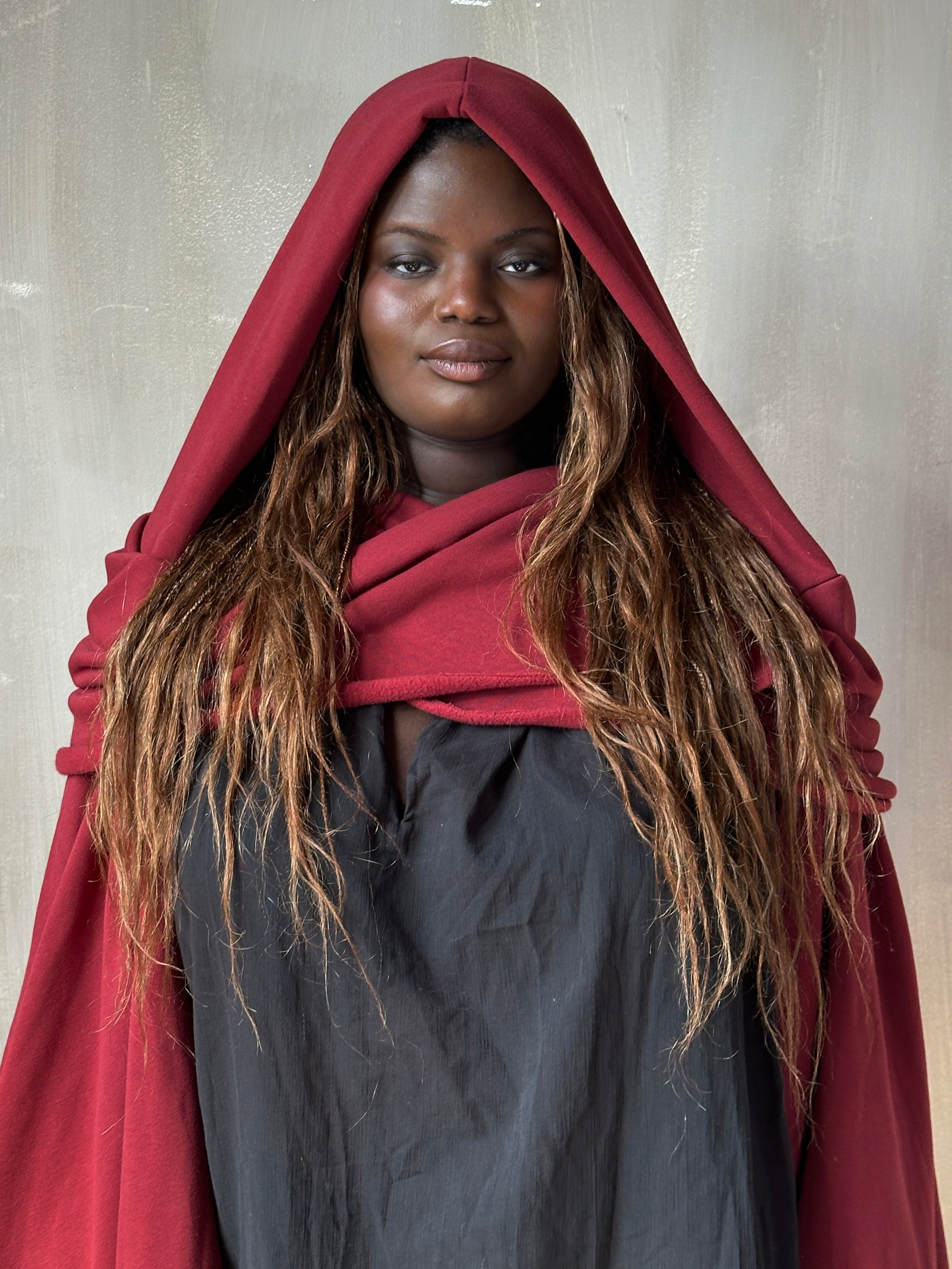 FW25: Mythic Cape in Oxblood Organic Fleece (Pre-Order)