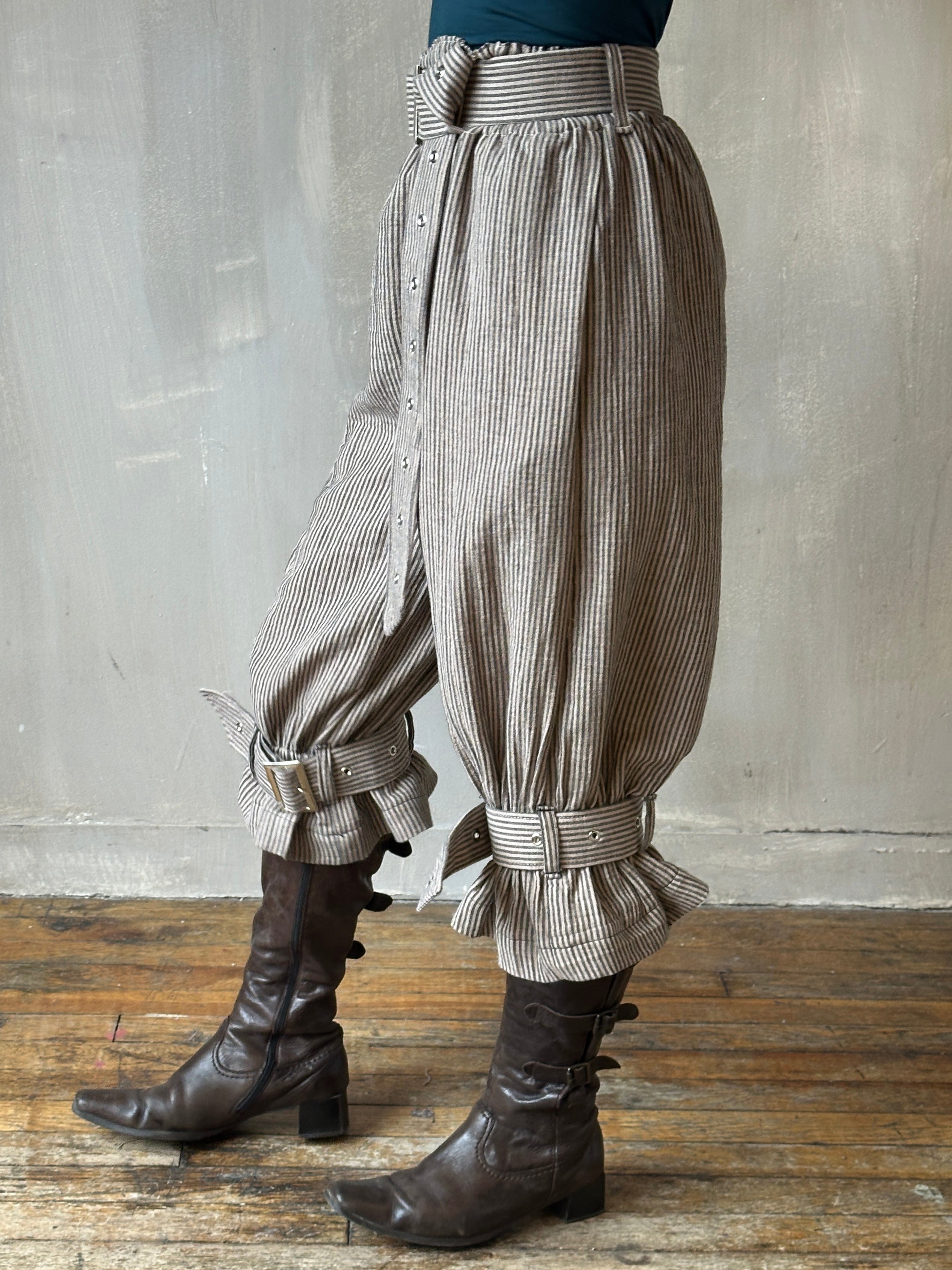 Spring '25: "pirate bloomers" with Belt and Leg Straps in Pirate Stripe Cotton (Pre-Order)