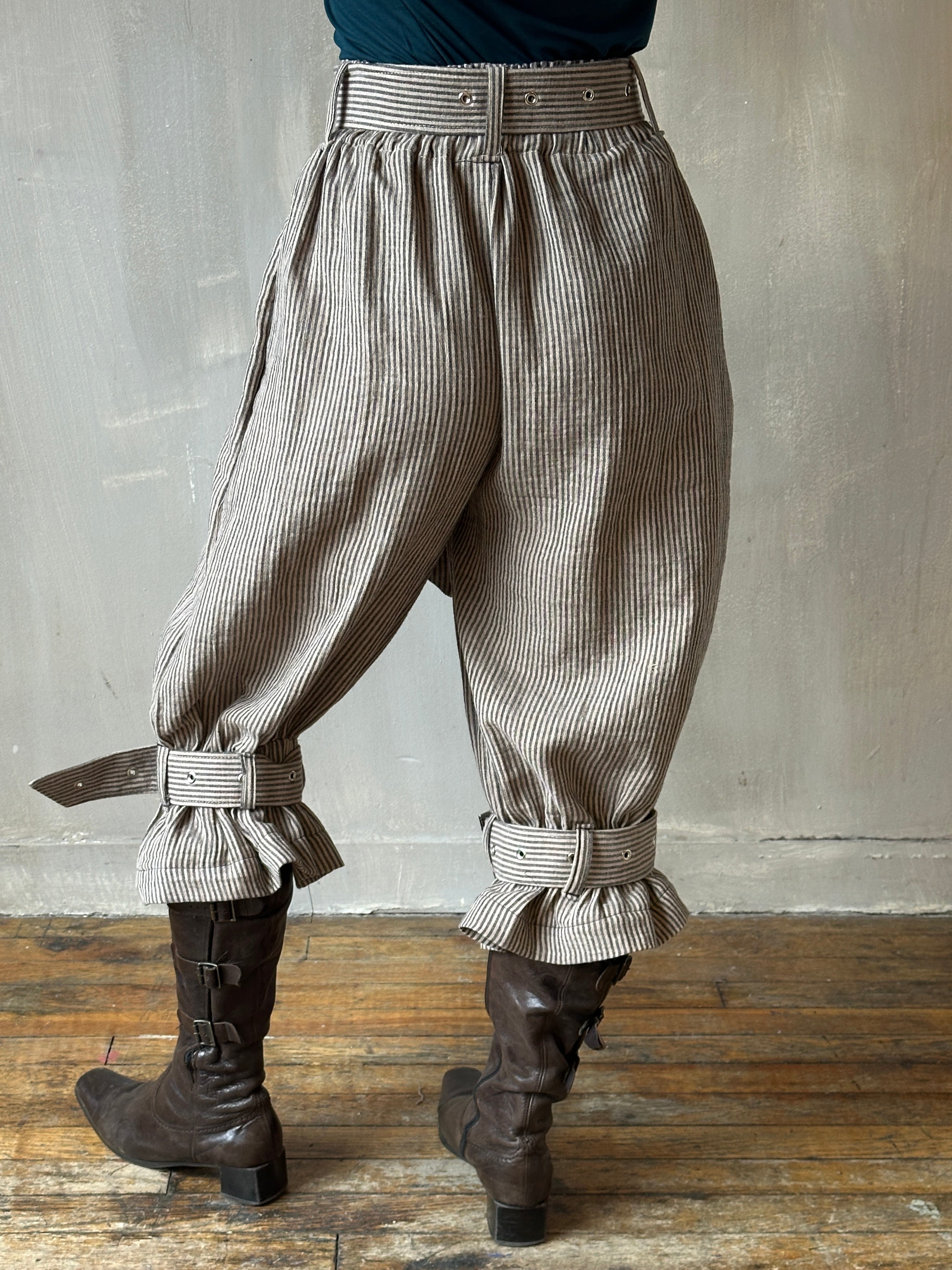 Spring '25: "pirate bloomers" with Belt and Leg Straps in Pirate Stripe Cotton (Pre-Order)
