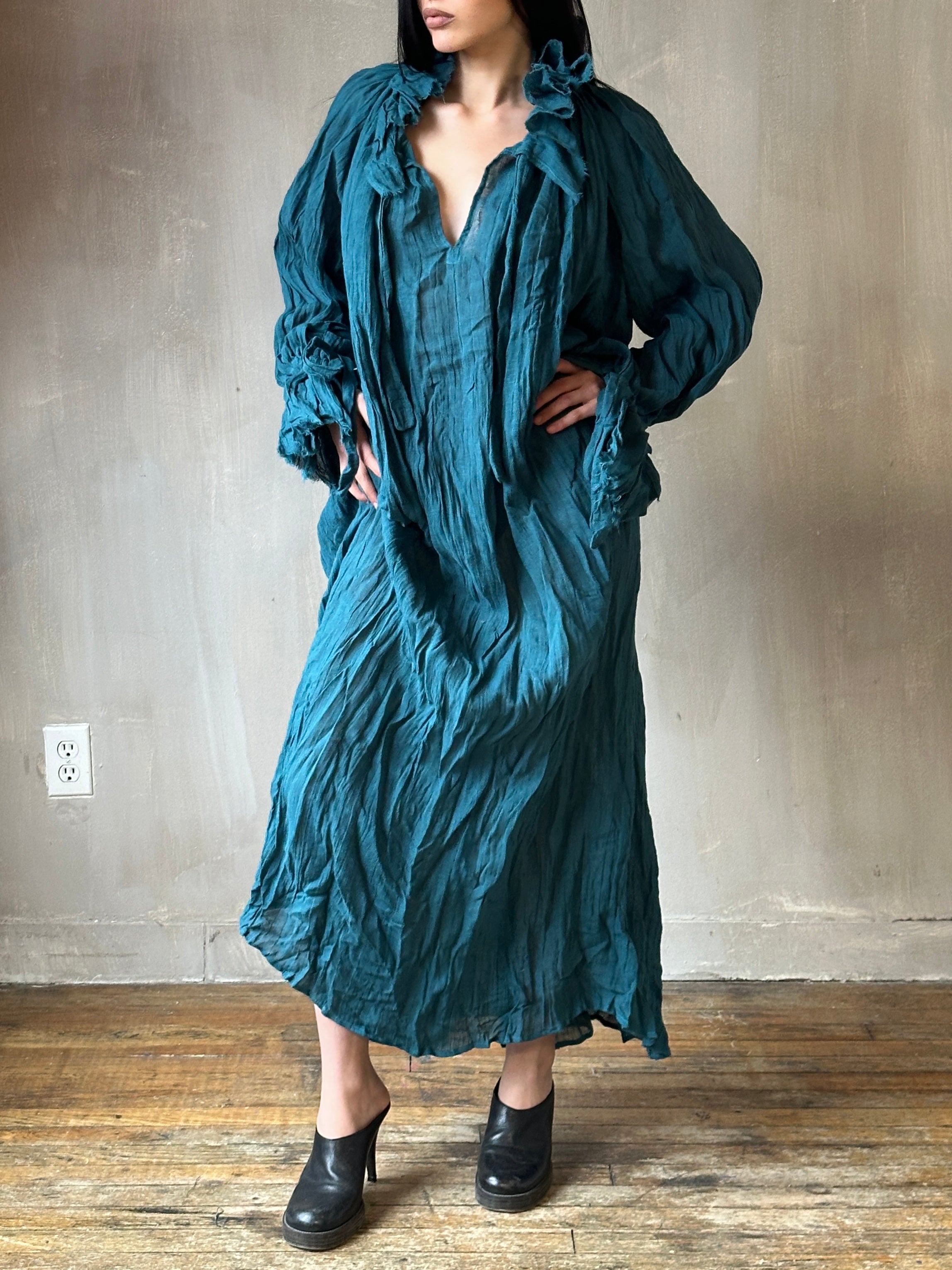 Spring '25: Ultra Maxi Alchemist Chemise in Teal Linen (Pre-Order)