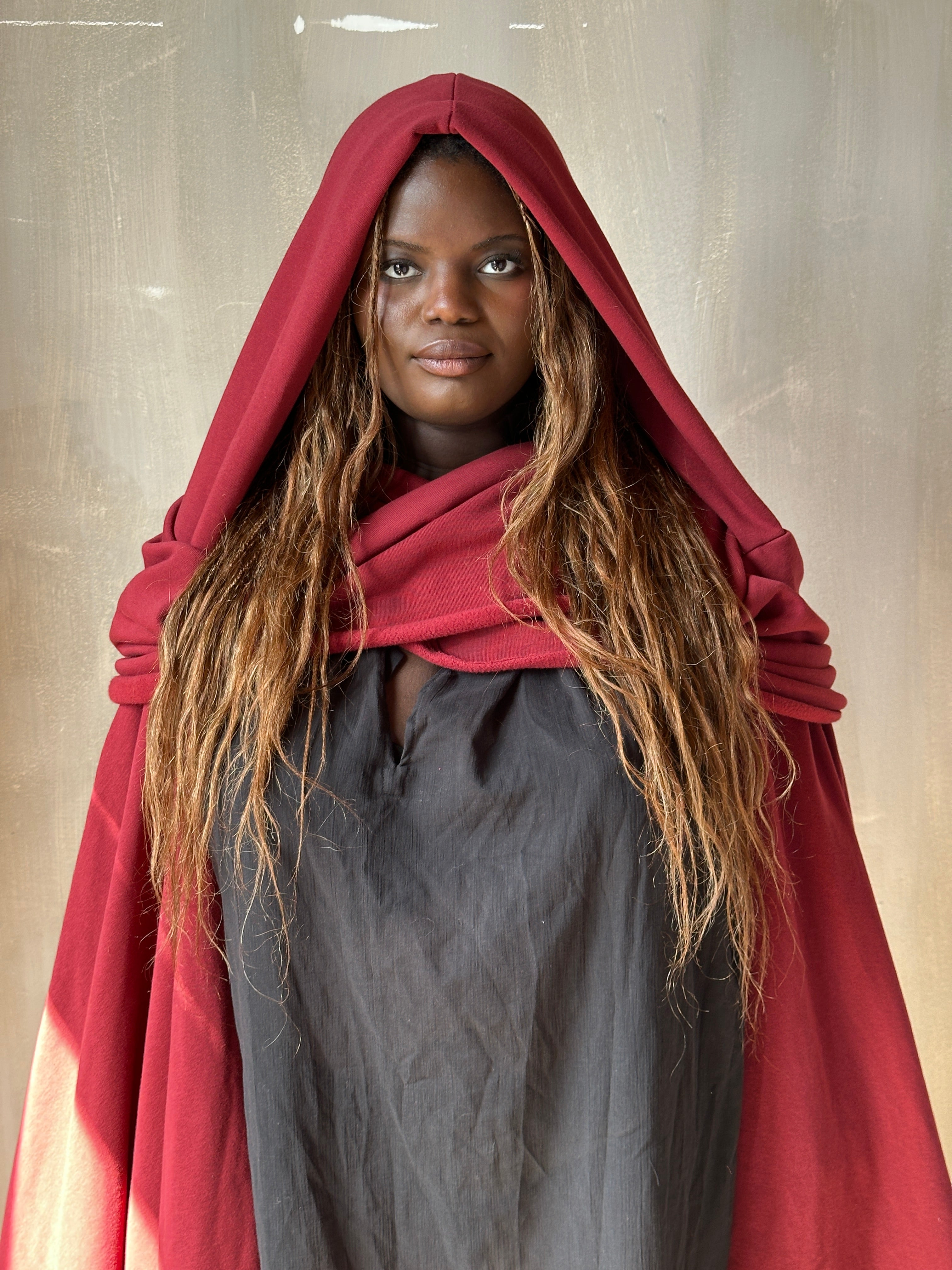 FW25: Mythic Cape in Oxblood Organic Fleece (Pre-Order)