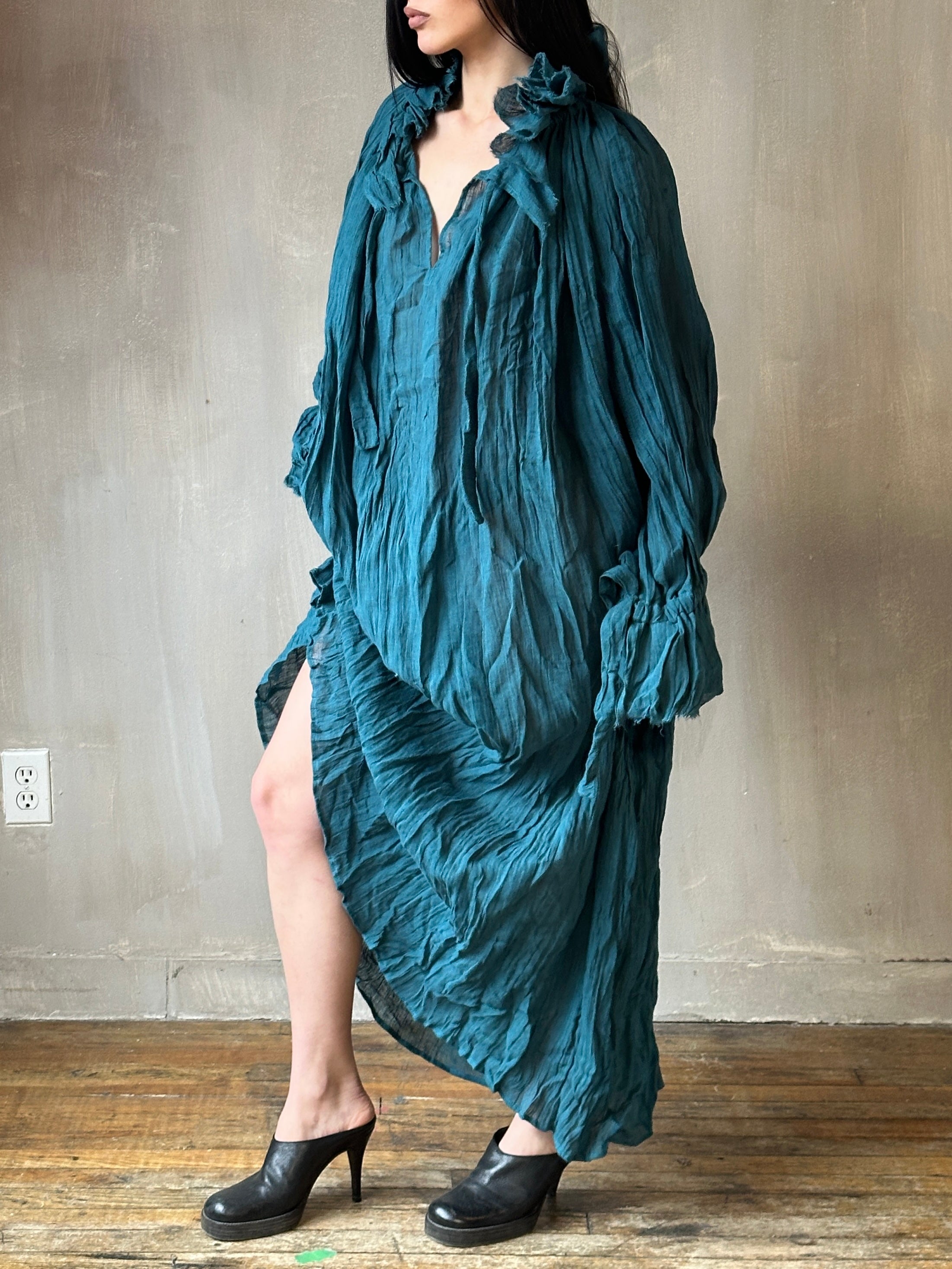 Spring '25: Ultra Maxi Alchemist Chemise in Teal Linen (Pre-Order)