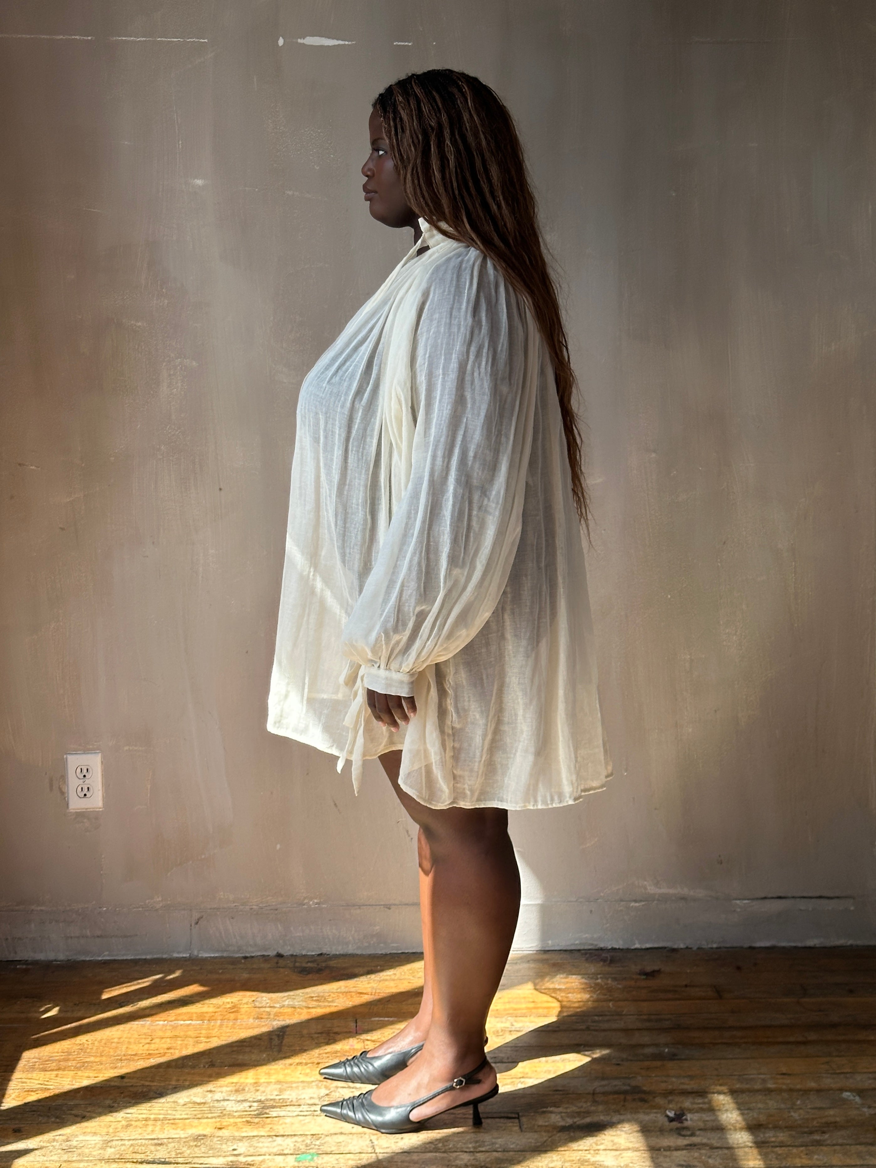 FW25: Baudelaire Chemise in Ivory Cotton Cheesecloth (Pre-Order)