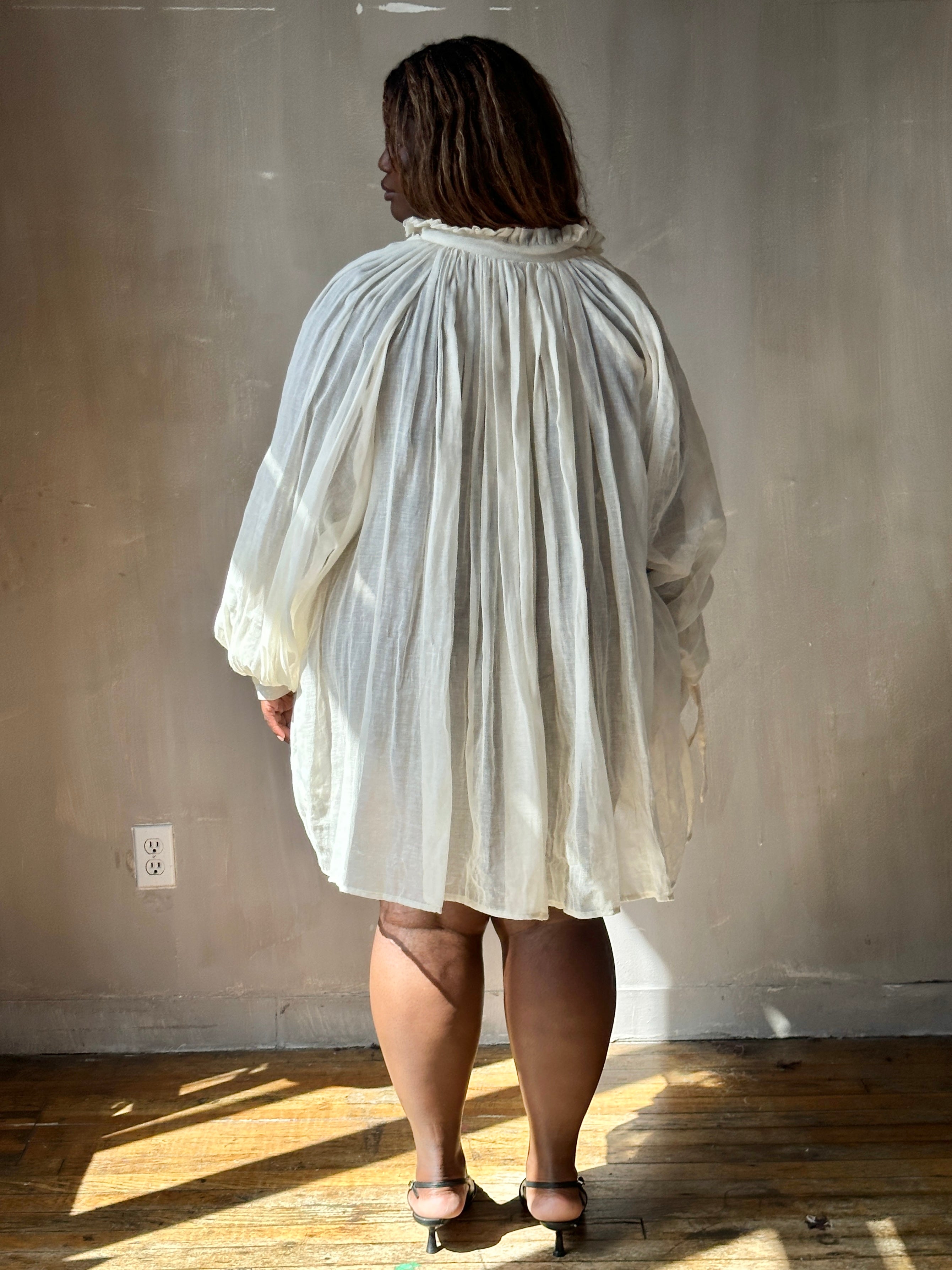FW25: Baudelaire Chemise in Ivory Cotton Cheesecloth (Pre-Order)
