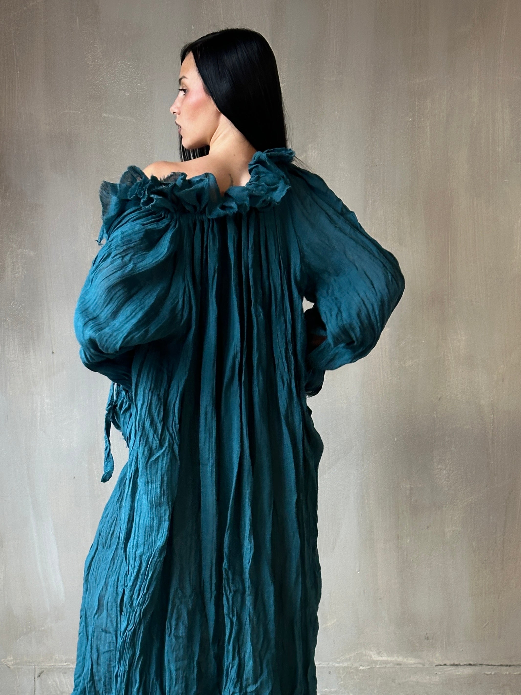 Spring '25: Ultra Maxi Alchemist Chemise in Teal Linen (Pre-Order)