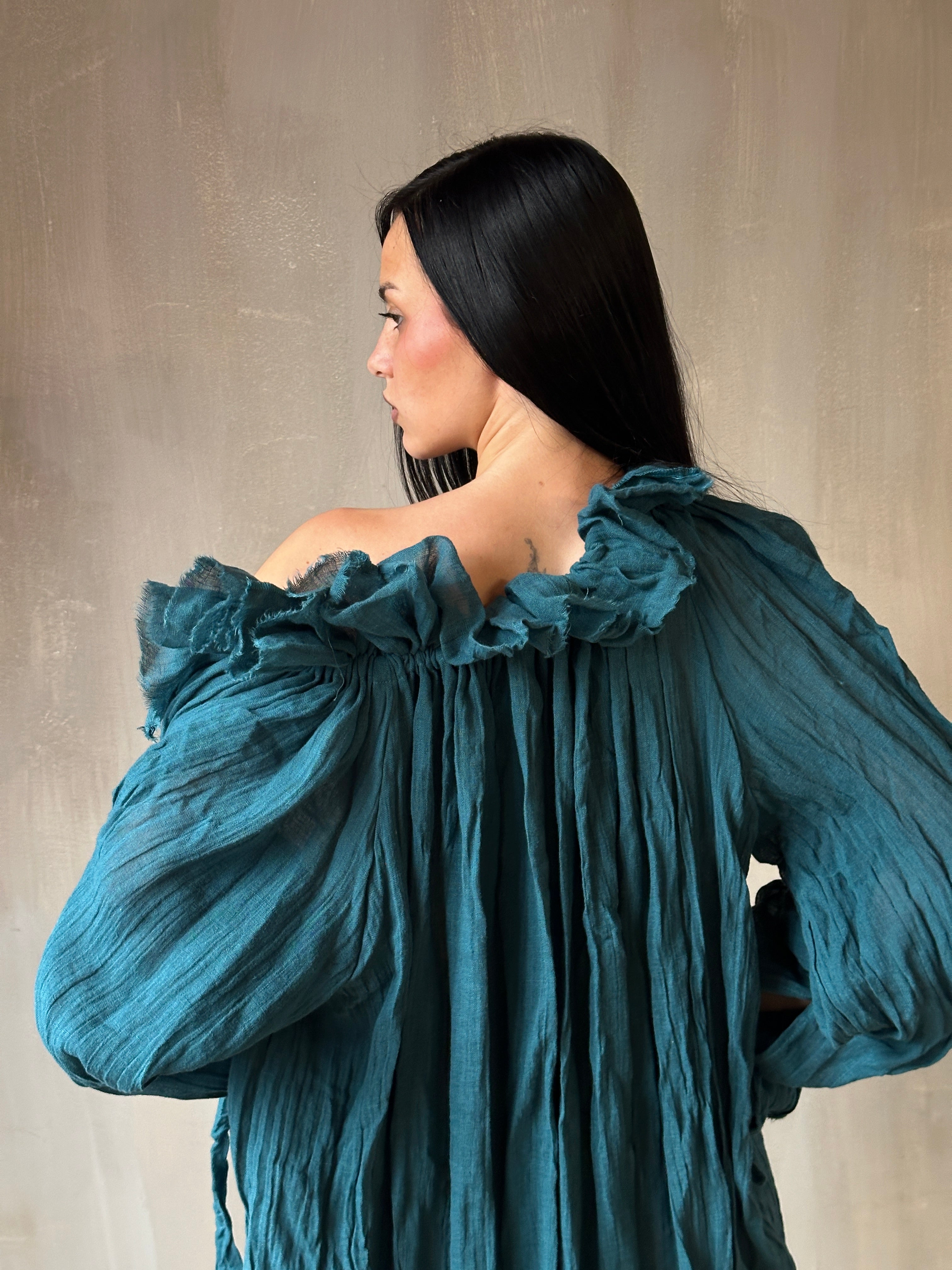Spring '25: Ultra Maxi Alchemist Chemise in Teal Linen (Pre-Order)