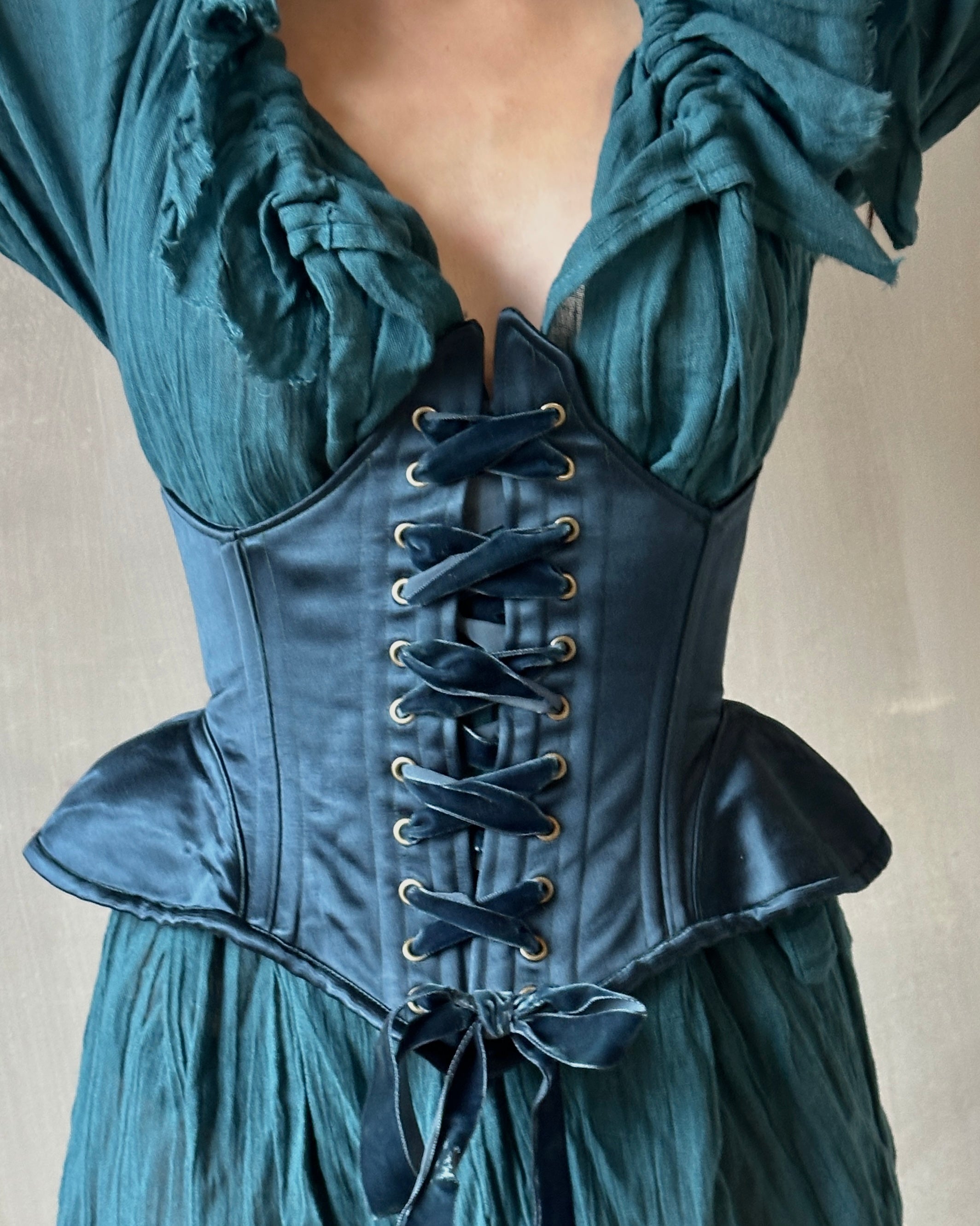 Spring '25: Teal Satin Pannier Underbust (Pre-Order, Limited edition)