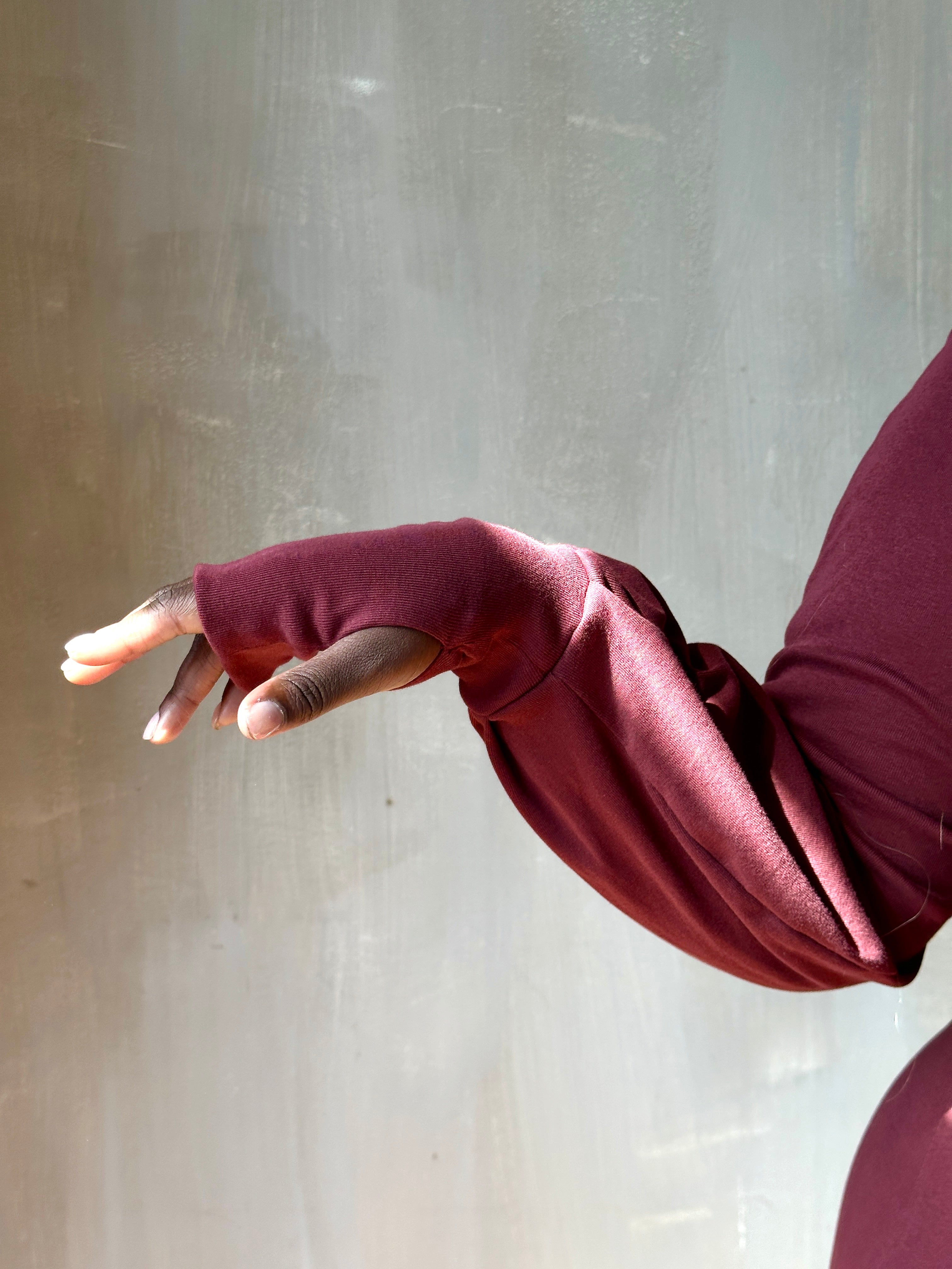 FW25: "Temple" Maxi Dress w/Hood in Plum Wine (Pre-Order)