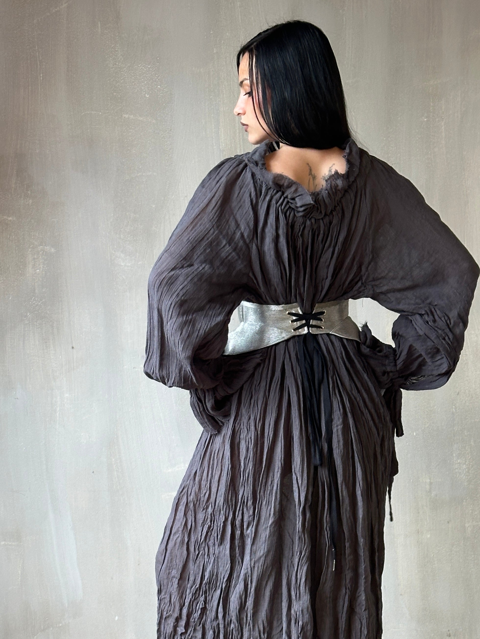 Spring '25: Ultra Maxi Alchemist Chemise in Charcoal Linen (Pre-Order)