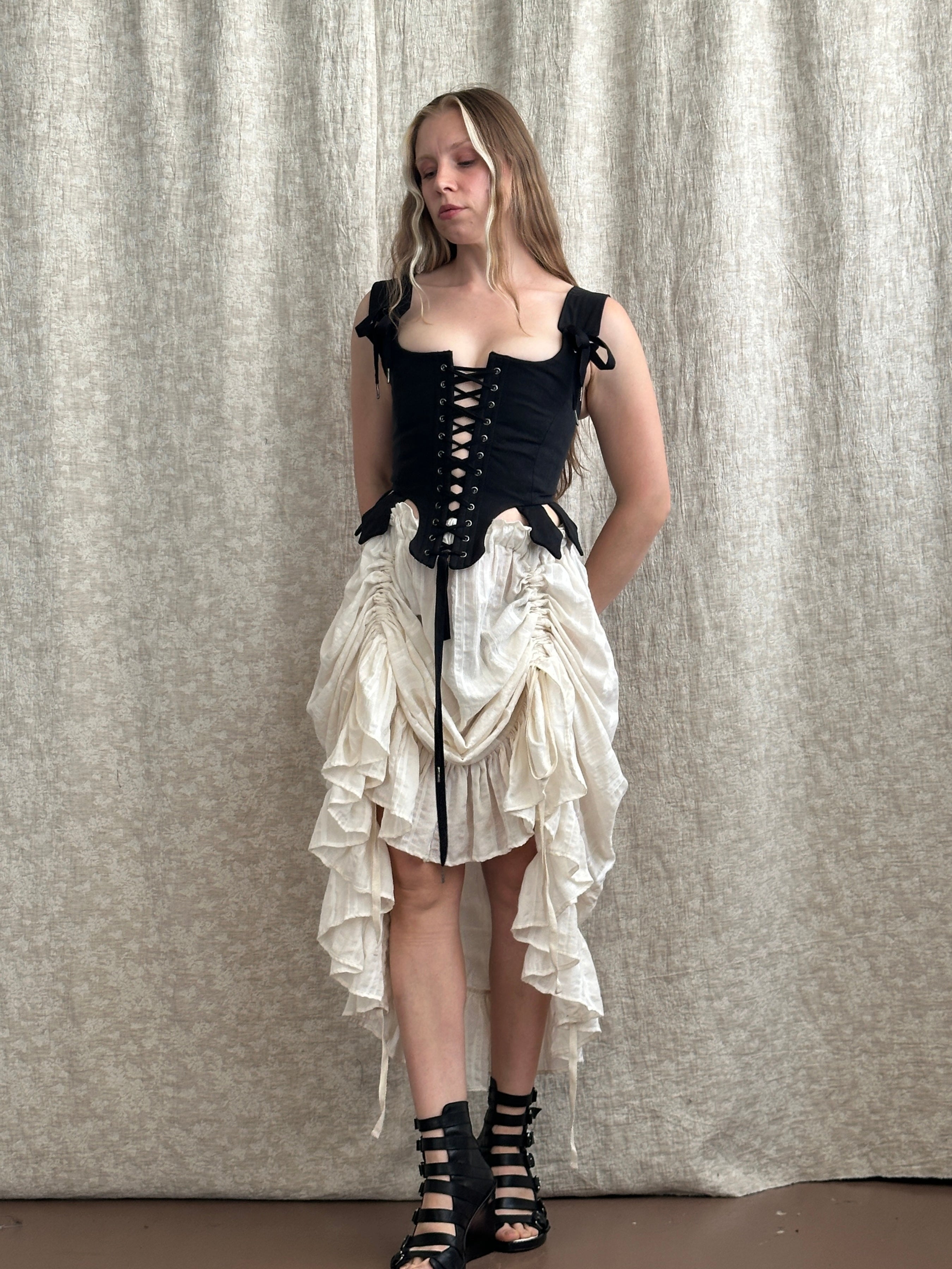 FW '26: Tab Corset Vest in Black Twill (Pre-Order)