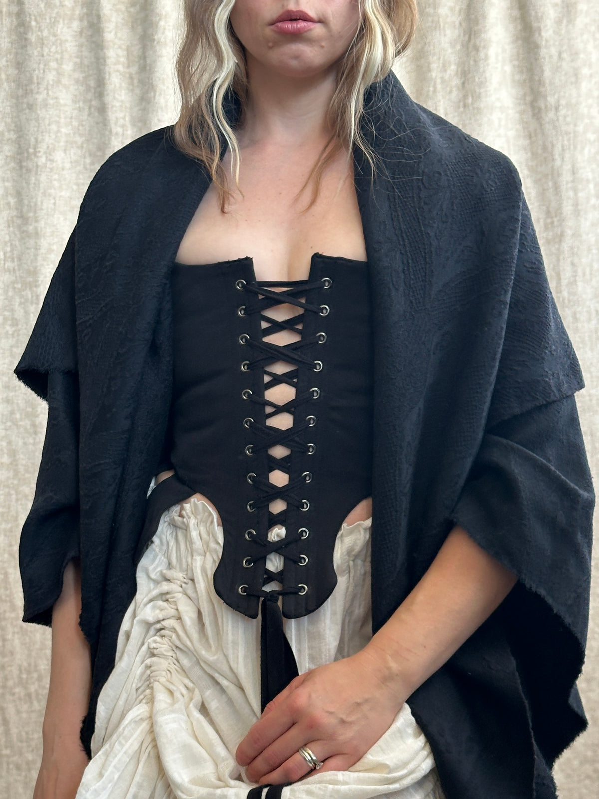 FW '26: Tab Corset Vest in Black Twill (Pre-Order)