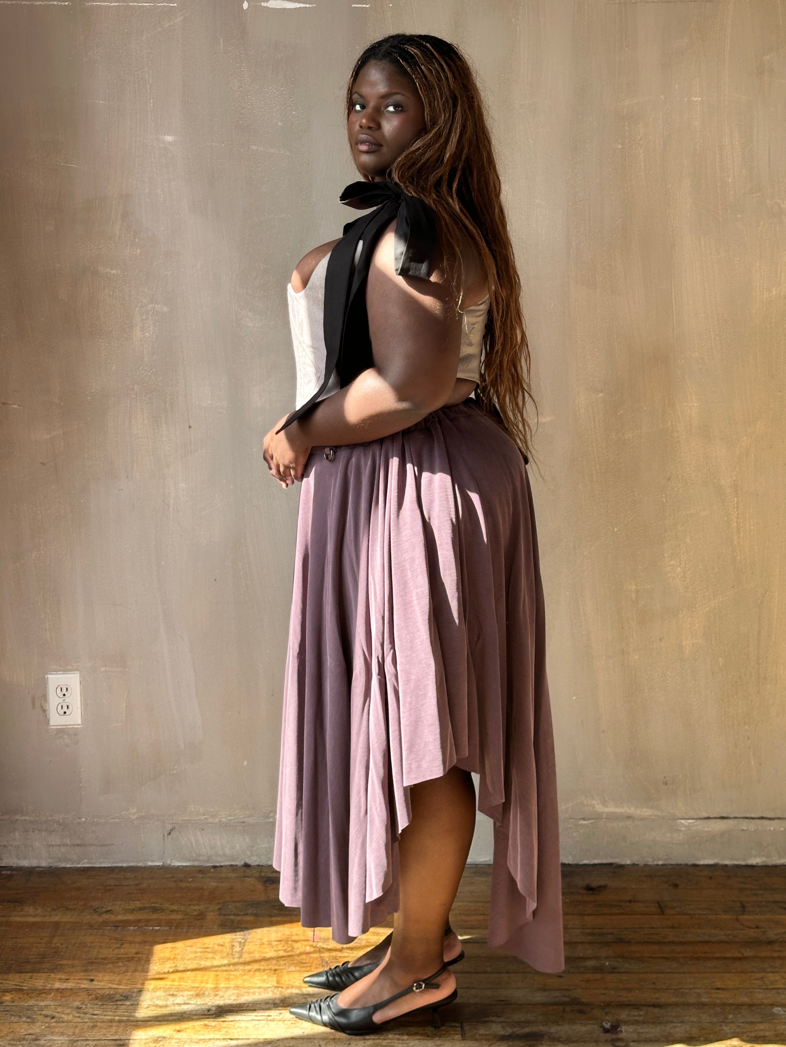 FW25: Pastorale Skirt in Dusty Amethyst Cupro (Pre-Order, Limited Edition)
